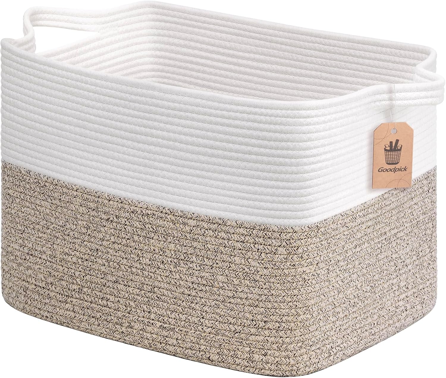 Goodpick Cube Storage Bins - Towel, Book, Cloth, Shoes, Closet Shelf Woven Baskets for Office, Baby Laundry, Toys, 13''x10''x9''