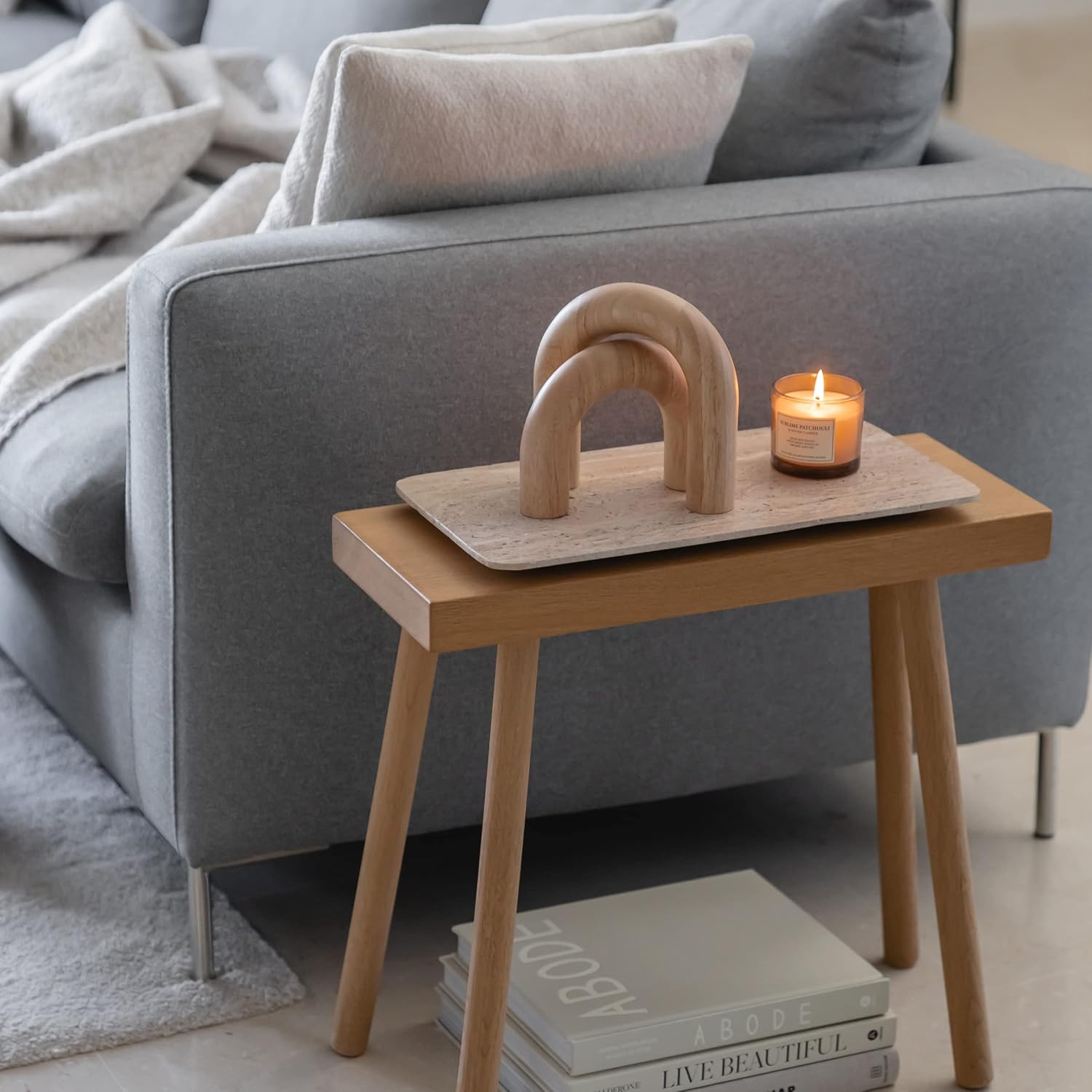 Wood Arch Decorative Objects - Modern Bookshelf Decor, Coffee Table Sculpture, Floating Shelf Decor Accents, Japandi Home Decorations for Side, Console and Entryway Table