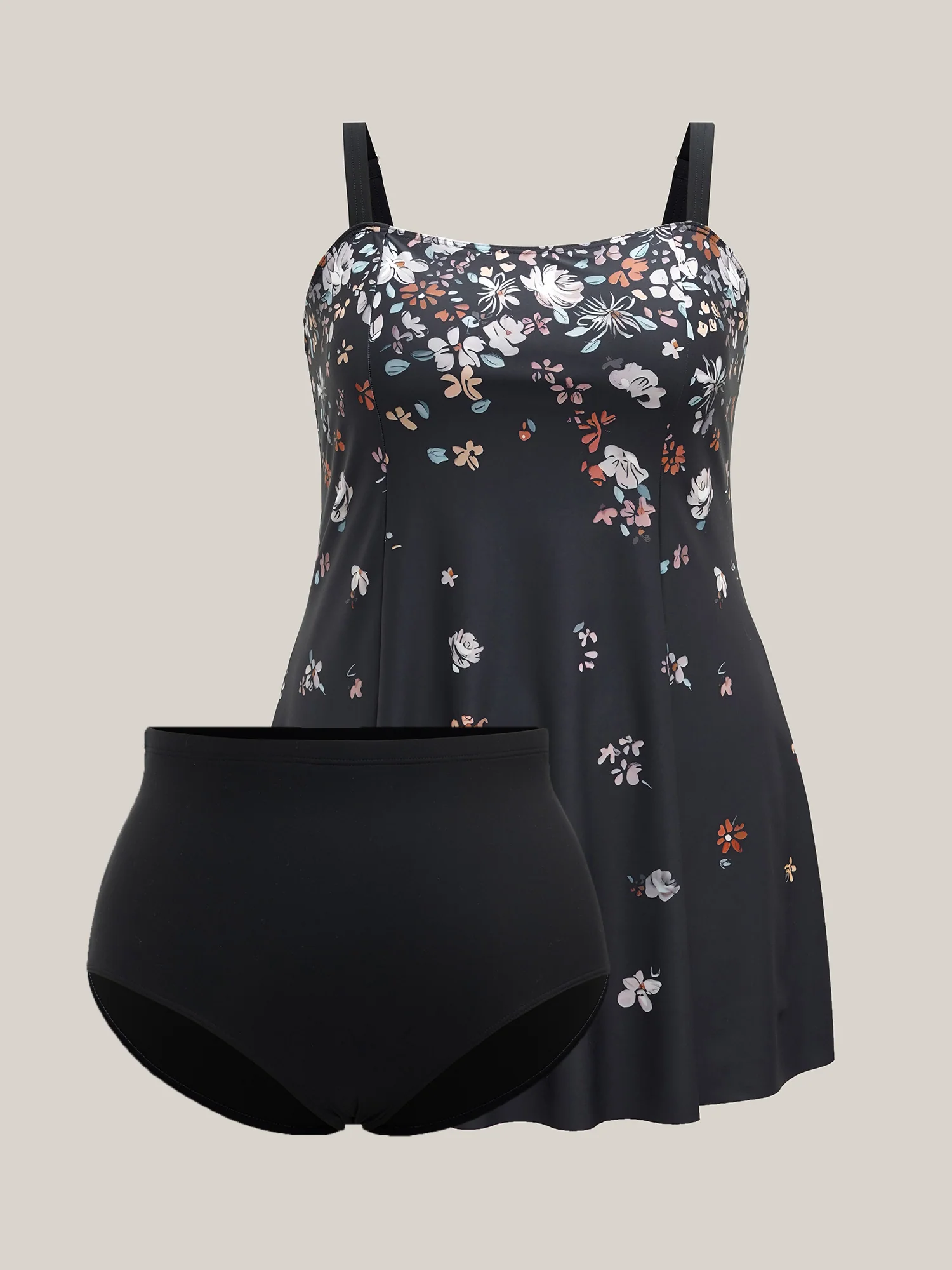 Floral Print Non-Removable Cups Swim Dress