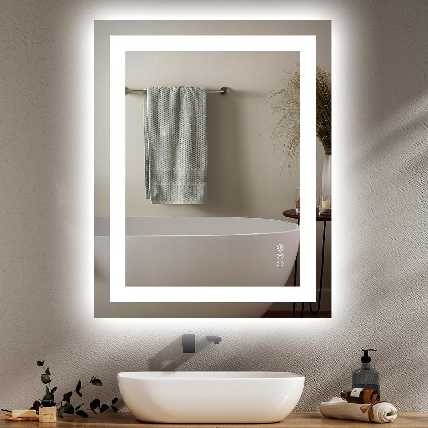 40X32 LED Bathroom Mirror with Lights, Anti-Fog, Dimmable, Backlit + Front Lit, Smart Bathroom Vanity Mirror, Memory Function, Shatterproof, Tempered Glass (Horizontal/Vertical)