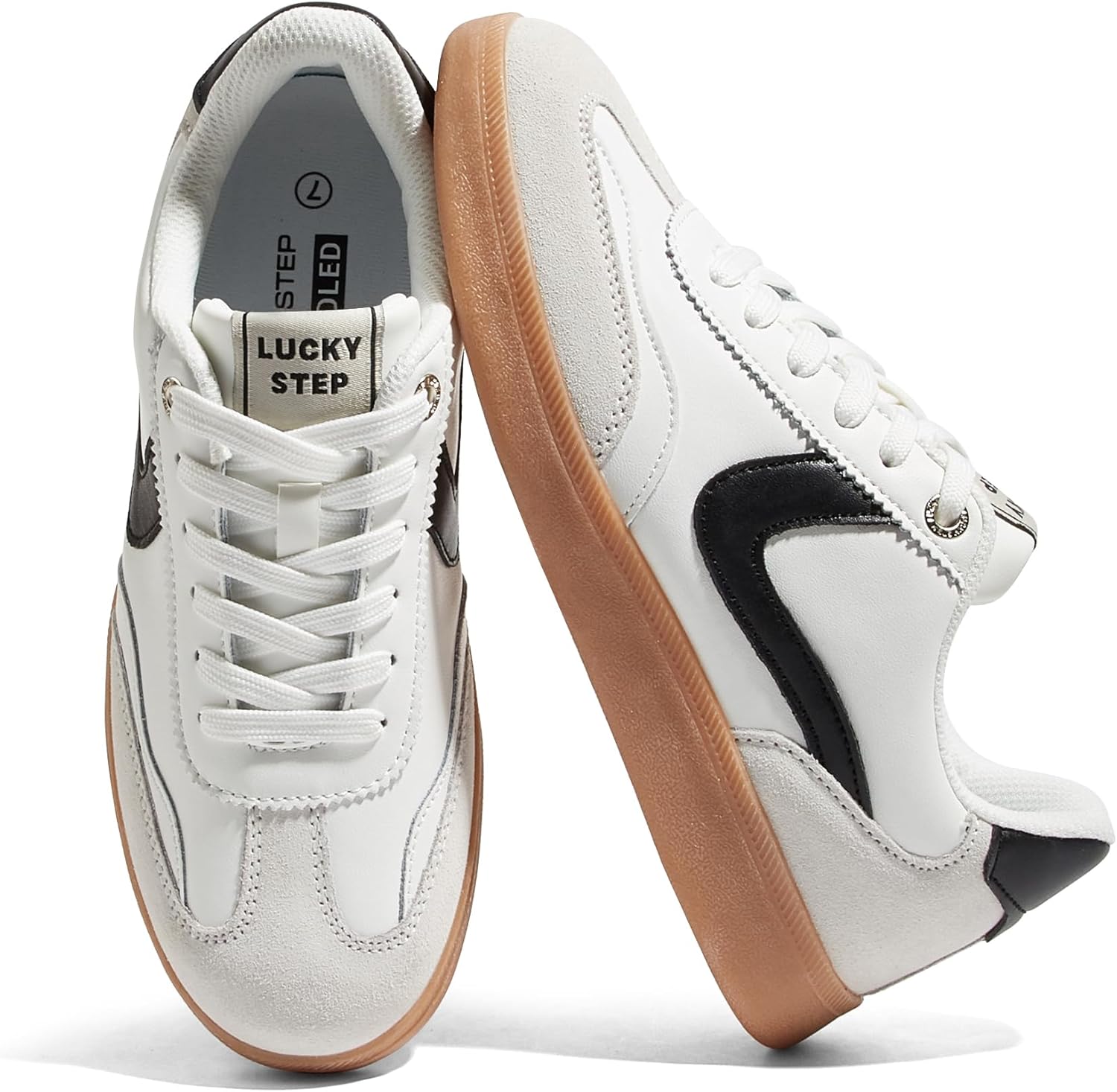 LUCKY STEP Women's Retro Fashion Sneakers Classic Casual Walking Shoes Non Slip Comfort Skate Shoes