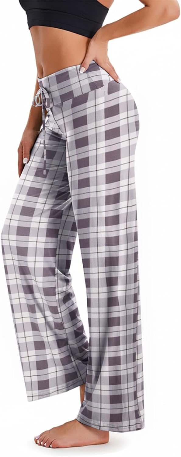 TNNZEET 3 Pack Women's Wide Leg Pants with Pockets - Casual Loose Yoga Trouser Pants Sweatpants Palazzo Lounge Pajama Pants