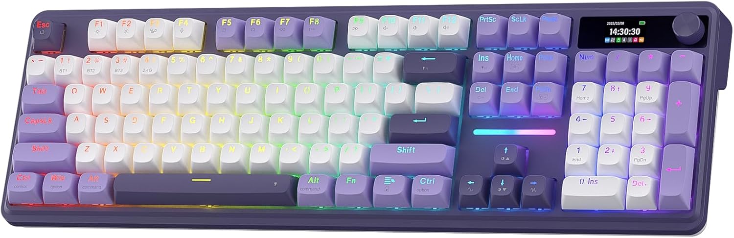 Redragon K668 RGB Gaming Keyboard, 108 Keys Wired Mechanical Keyboard w/Extra 4 Hotkeys, Sound Absorbing Foams, Upgraded Hot-swappable Socket, Mixed Color Keycaps x 2 Sets, Red Switch