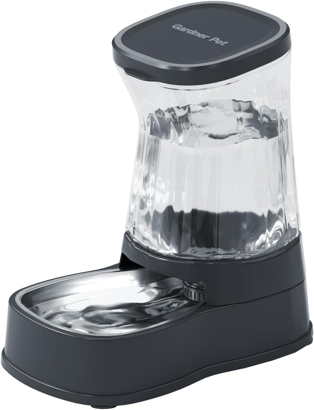 Gardner Pet Automatic Gravity Water Dispenser for Dogs, 1.6Gallon Large Dog Water Bowl Dispenser with Stainless Steel, 100% BPA-Free Pet Water Fountain with Filter for Dogs, Cats, Puppies(Black)
