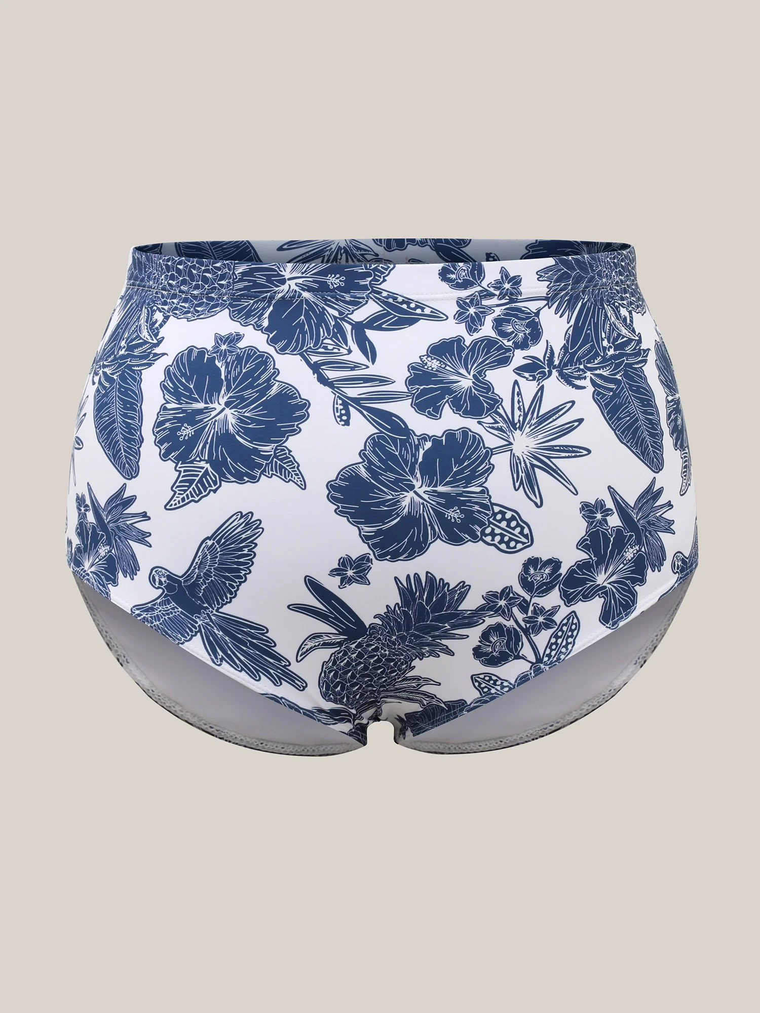 Tropical Print Twist Front Swim Dress