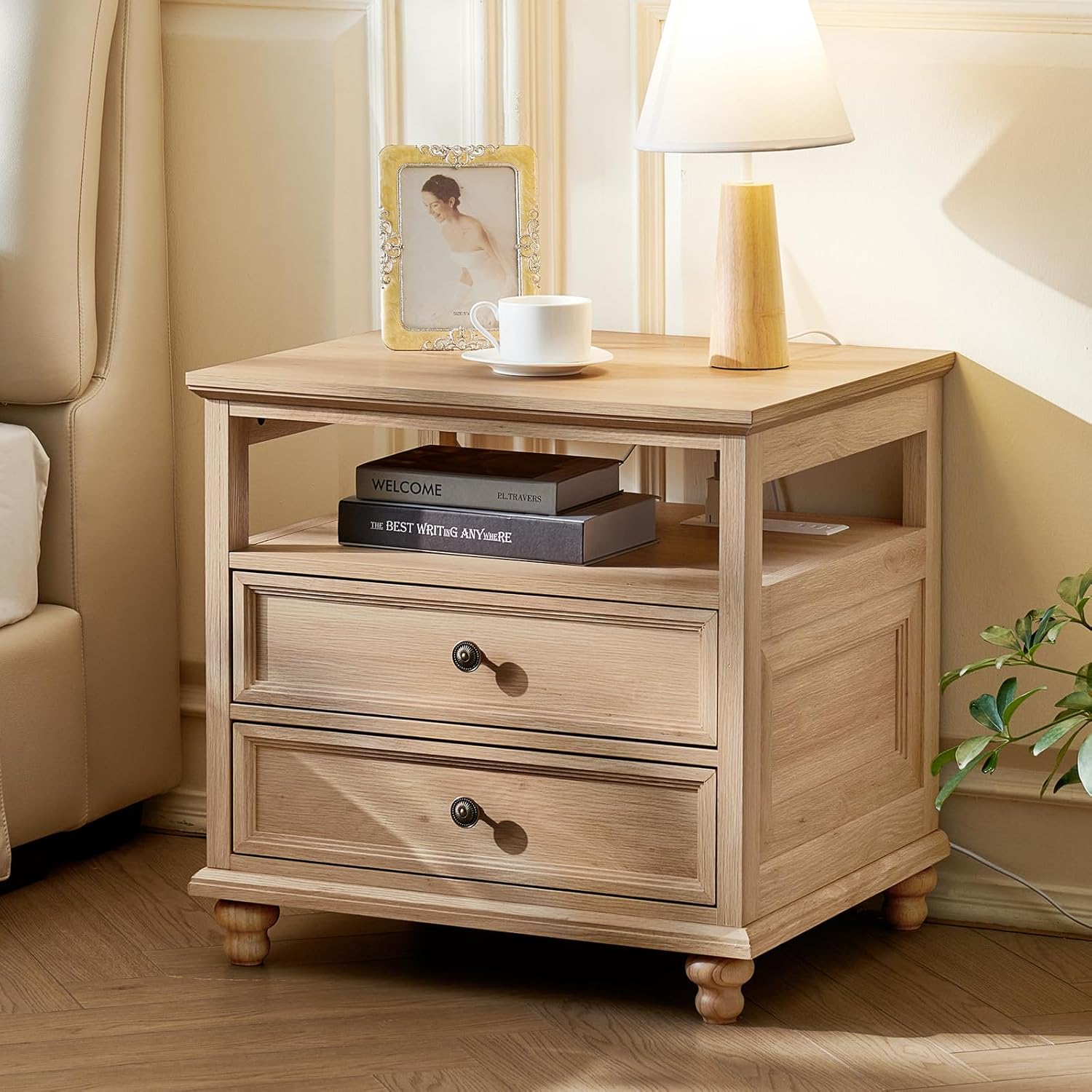 Farmhouse Nightstand with Charging Station, 24