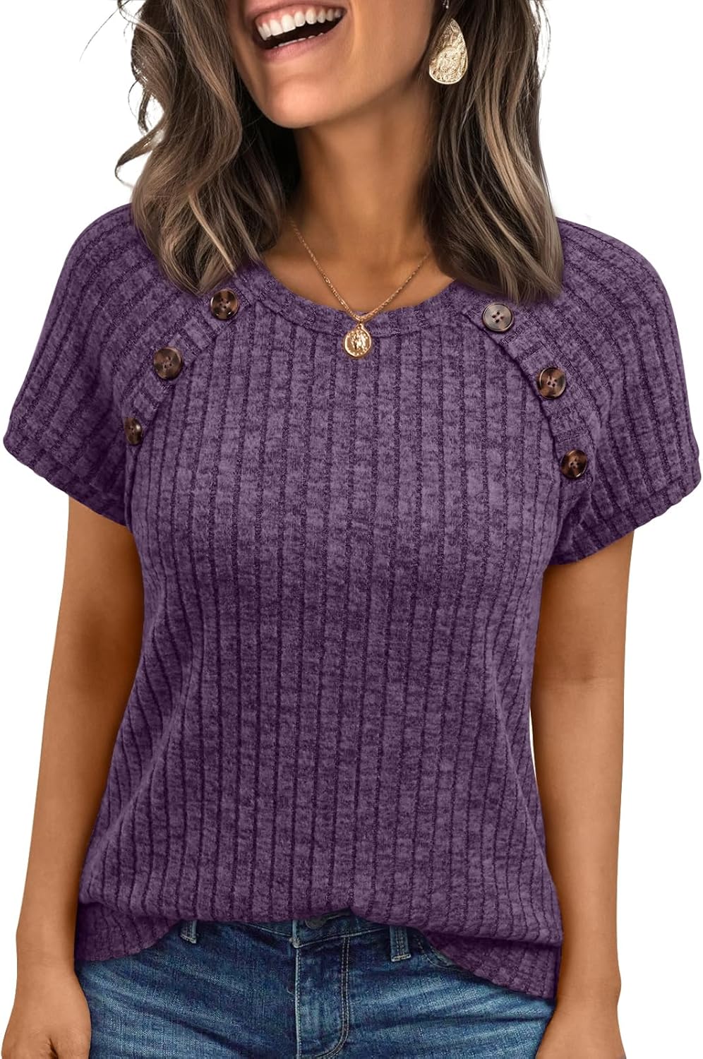 AUTOMET Women's Short Sleeve Shirts Business Casual Blouses Dressy Work Tunic Tops 2026 Spring Sweaters Fashion Clothes