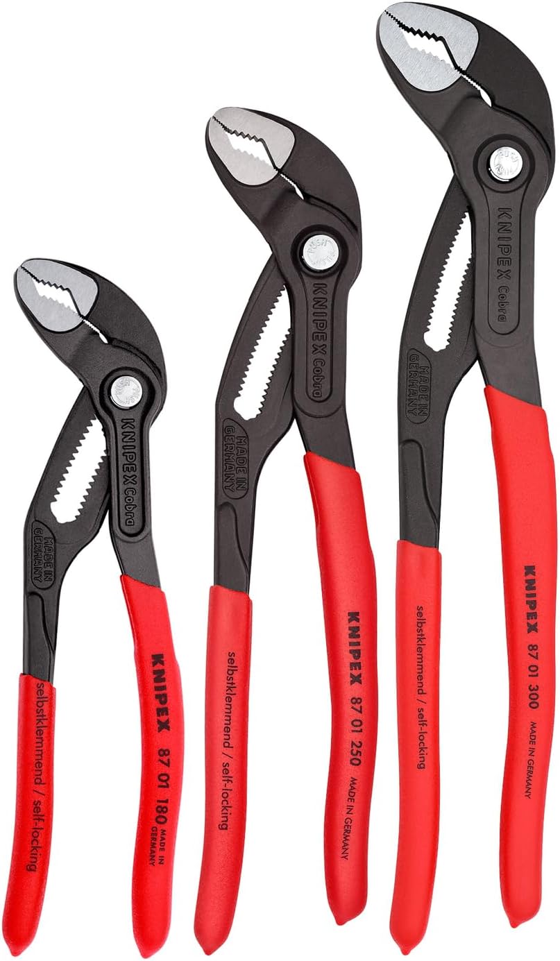KNIPEX Tools 00 20 06 US1, Cobra Pliers 7, 10, and 12-Inch Set, 3-Piece