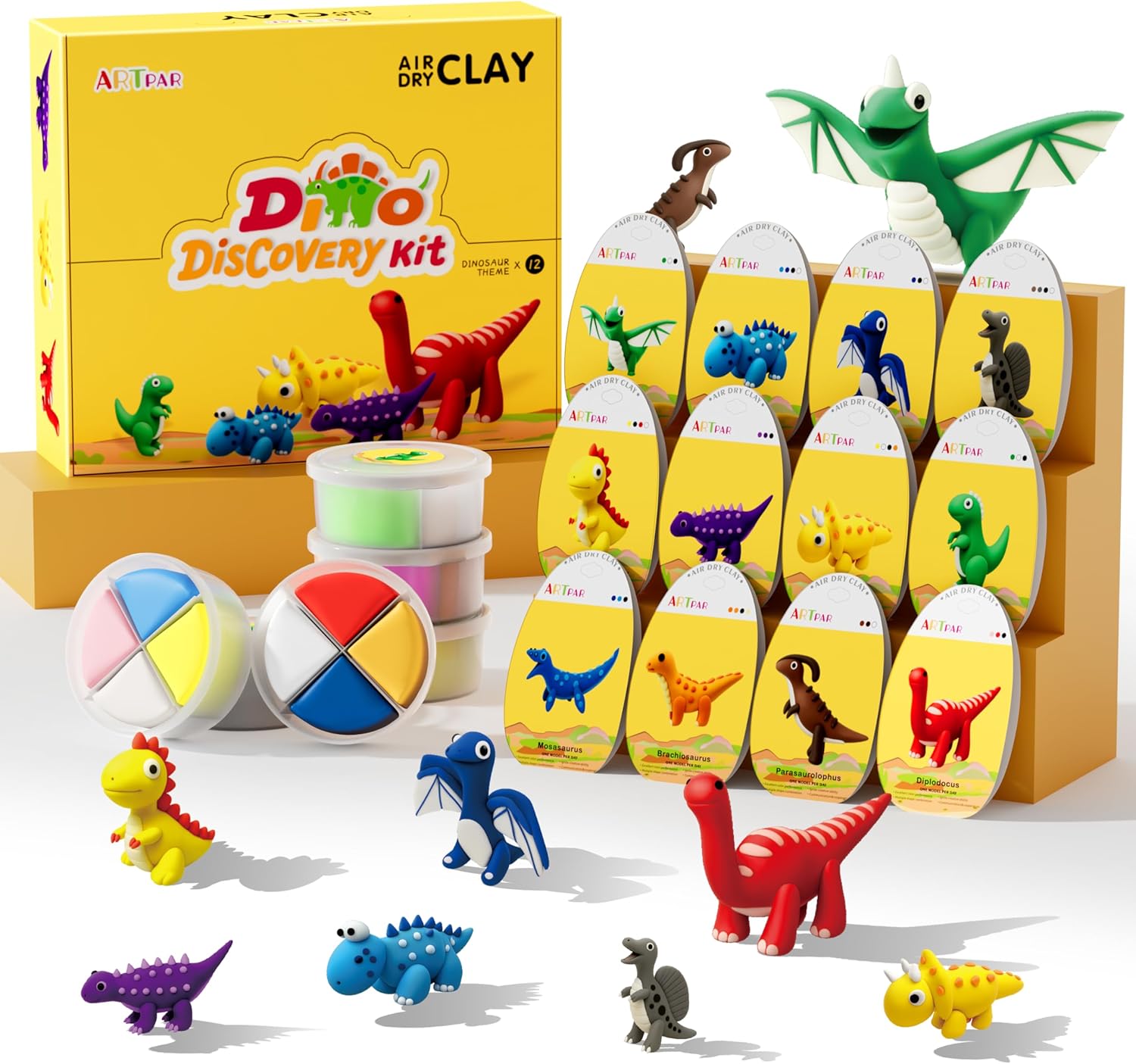 Air Dry Clay Kits for Kids-Modeling Magic Clay,12 Animals DIY Molding Clay Art Crafts Set,Ultra Light & Soft, Safe & Non-Stick with Sculpting Tools & Tutorials, Unique Gifts for Boys & Girls