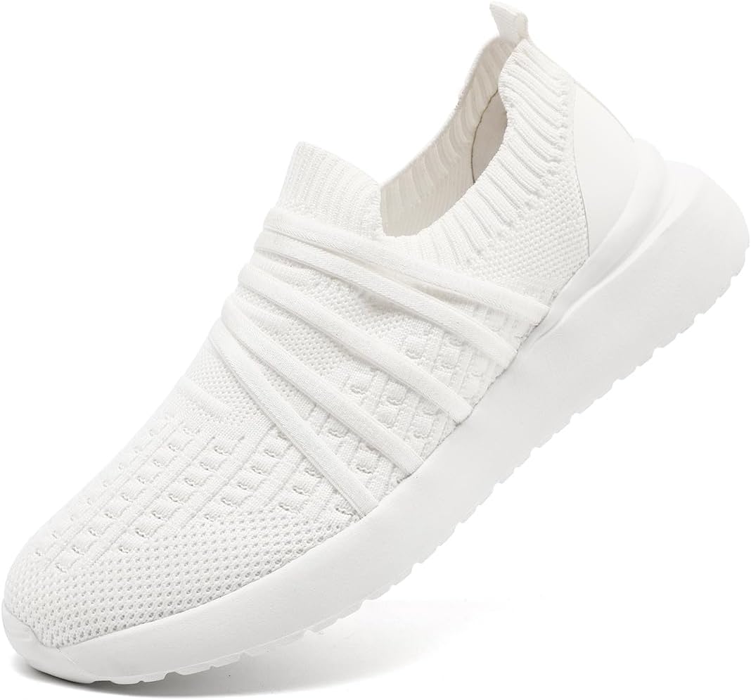 Women Running Shoes Tennis Walking Slip On Sneakers Workout Gym Athletic Jogging Lightweight Breathable Mesh Non-Slip Comfort Sole Cushioned Sports