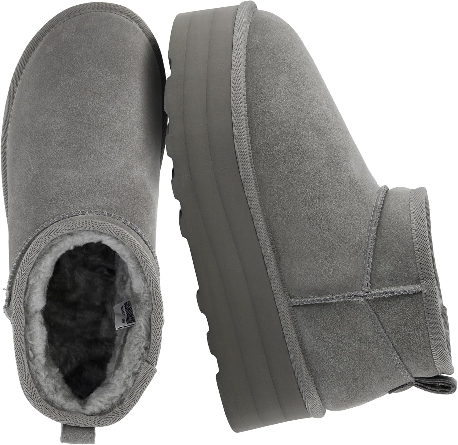CUSHIONAIRE Hippy Women’s Platform Ankle Boots – Genuine Suede, Faux Fur Lining, Cozy Winter Slip-On Design, Comfortable Footwear with Wide Widths Available