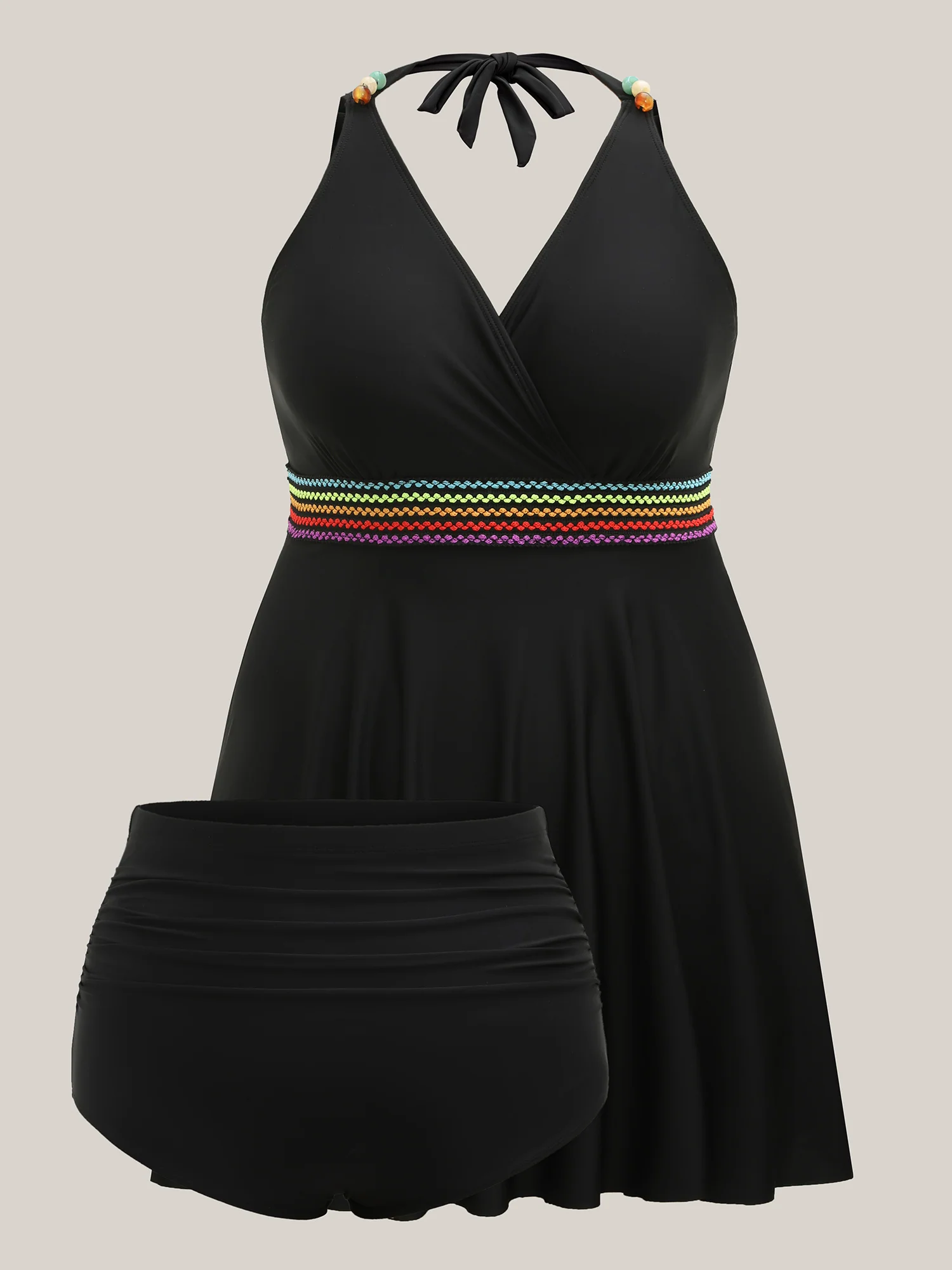 Colorful Webbed Pockets Adjustable Swim Dress