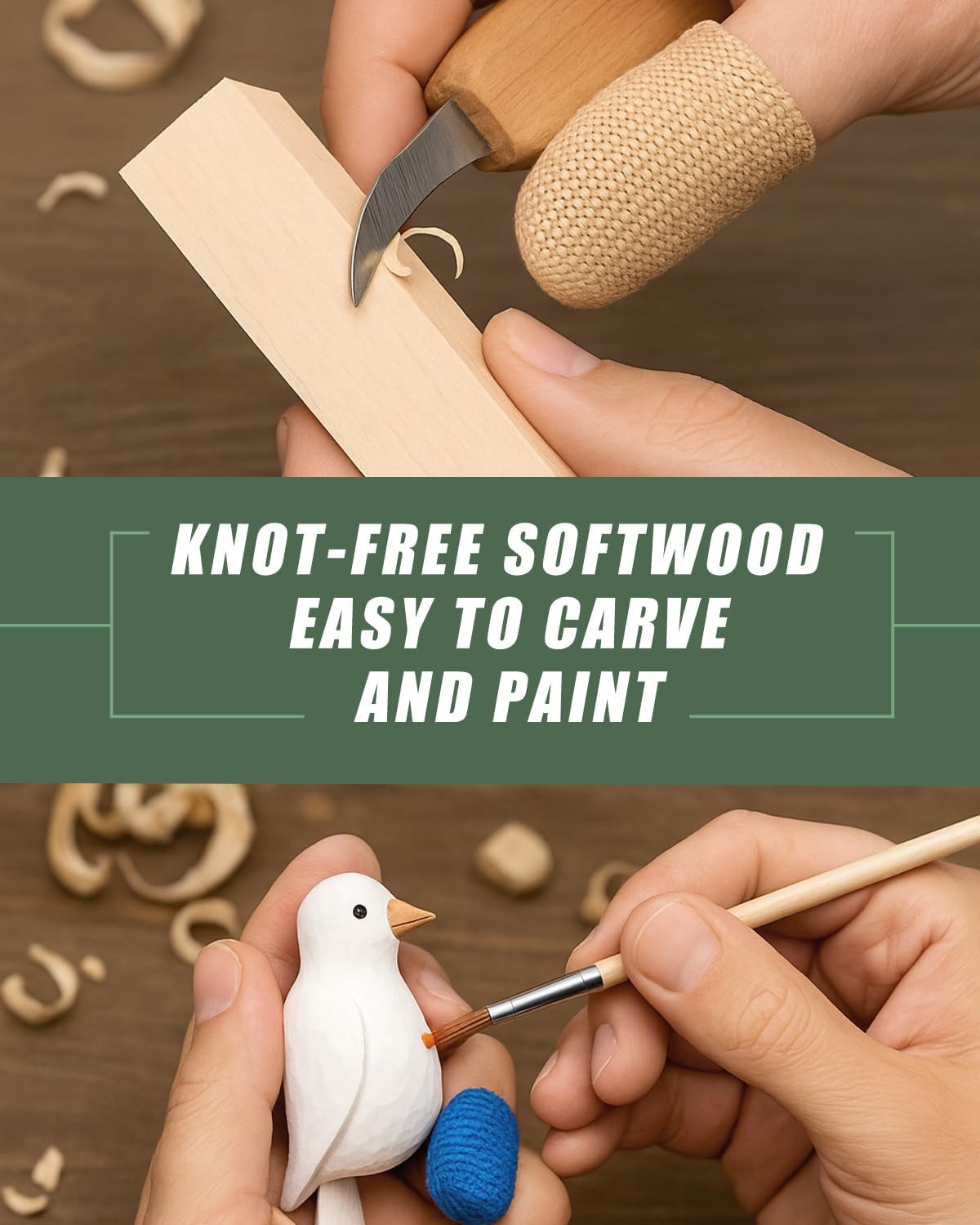 Basswood Carving Blocks 24PCS: Whittling Wood Blocks Wood Carving Kit with 3 Different Sizes - Soft Woodworking Blanks for Crafts Beginners Kids Adults