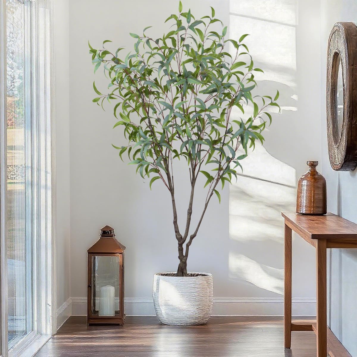 Artificial Cherry Blossom Tree 6ft Tall Indoor Faux White Flower Tree,Fake Cherry Blossom Tree for Home Office Party Wedding Decor