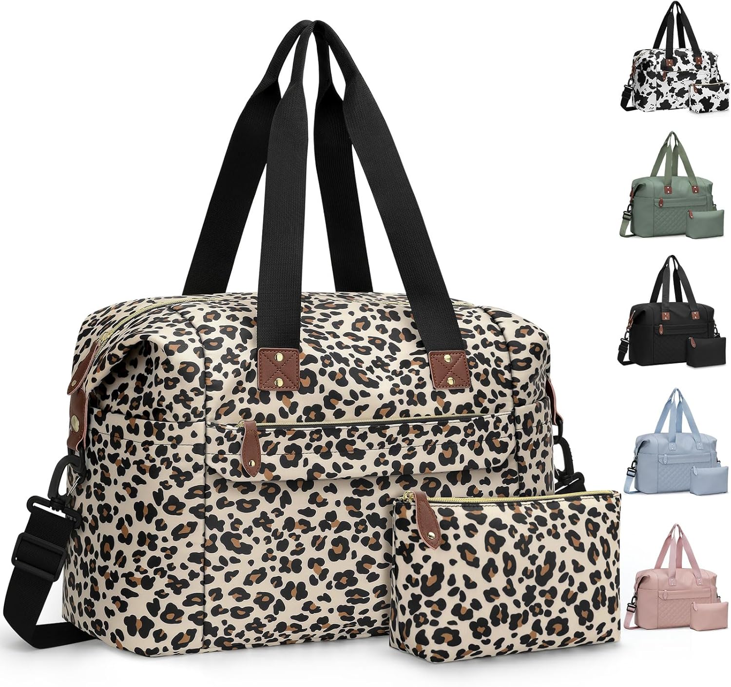 Travel Duffle Bag, Waterproof Weekender Overnight Hospital Bags for Women Men with Toiletry Bag Lightweight Carry on Personal Item Duffle Gym Bag for Travel, Airplanes, Sports