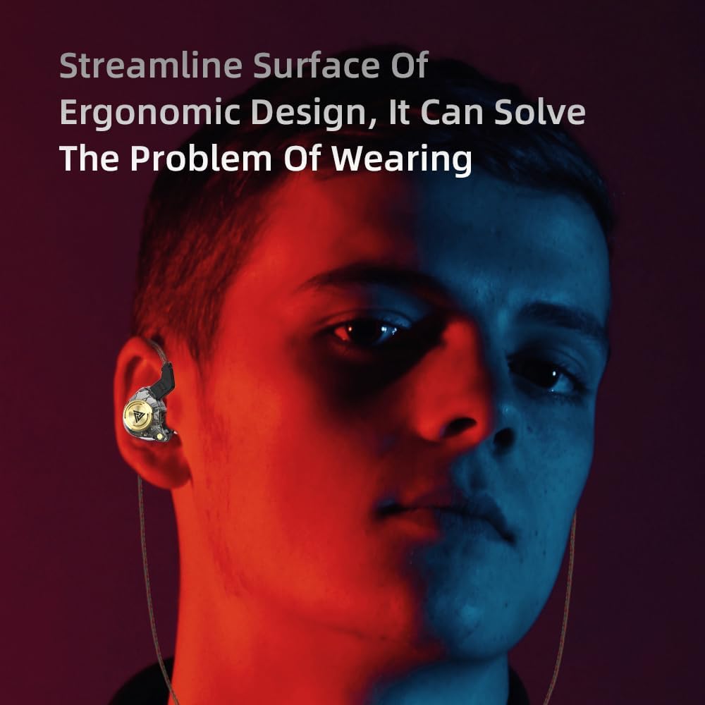 Wired Gaming Earbuds, Ak3file in Ear Monitors, Deep Bass Sound Wired Earbuds, HiFi in Ear Headphones with 1DD 10mm Dynamic Driver, IEM for Music Gaming Video Calling (Black)