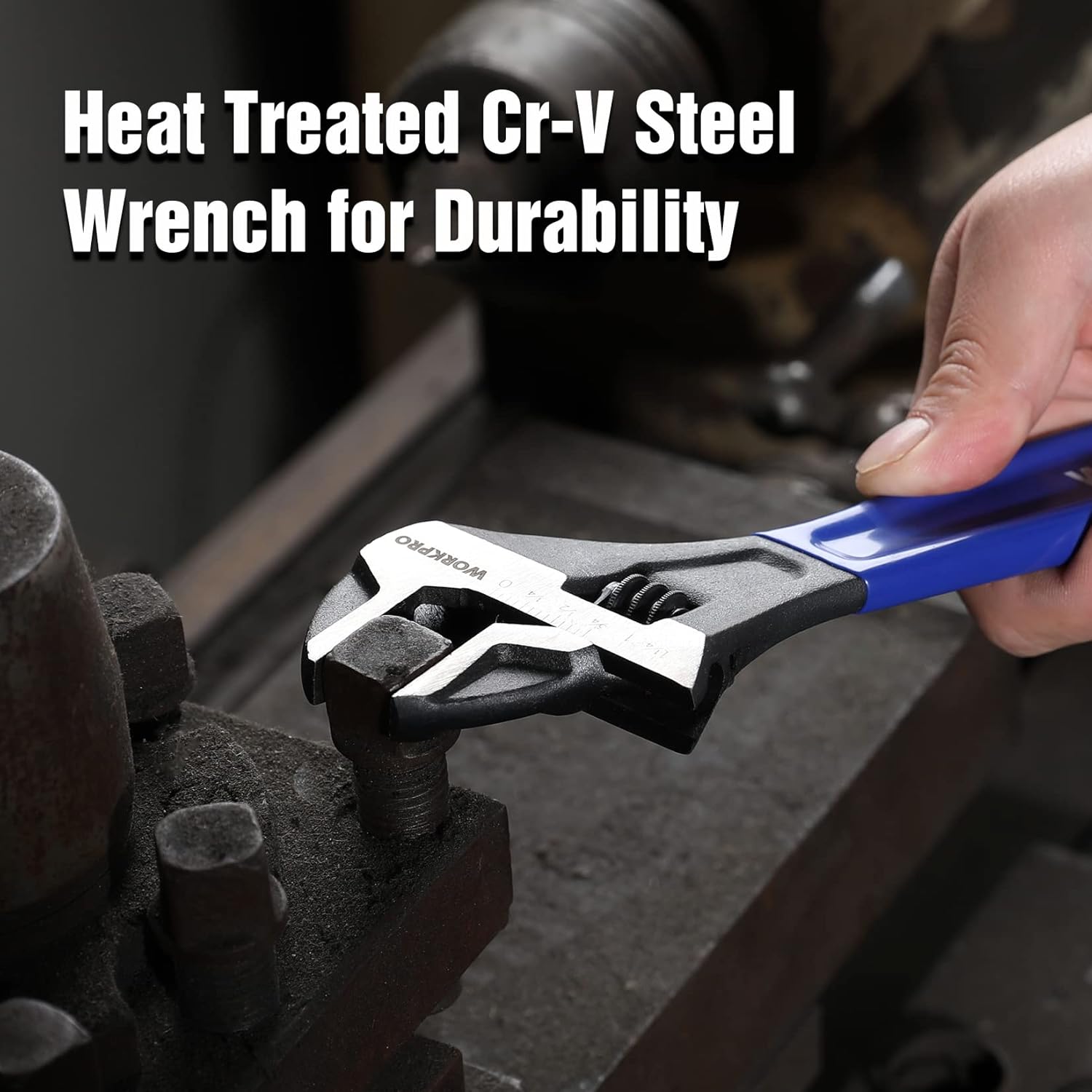 WORKPRO 2-Piece Adjustable Wrench Set, 6-Inch & 10-Inch Wide Jaw Black Oxide Wrench, Cr-V Steel, Metric & SAE Scales, Max Jaw Opening 15/16