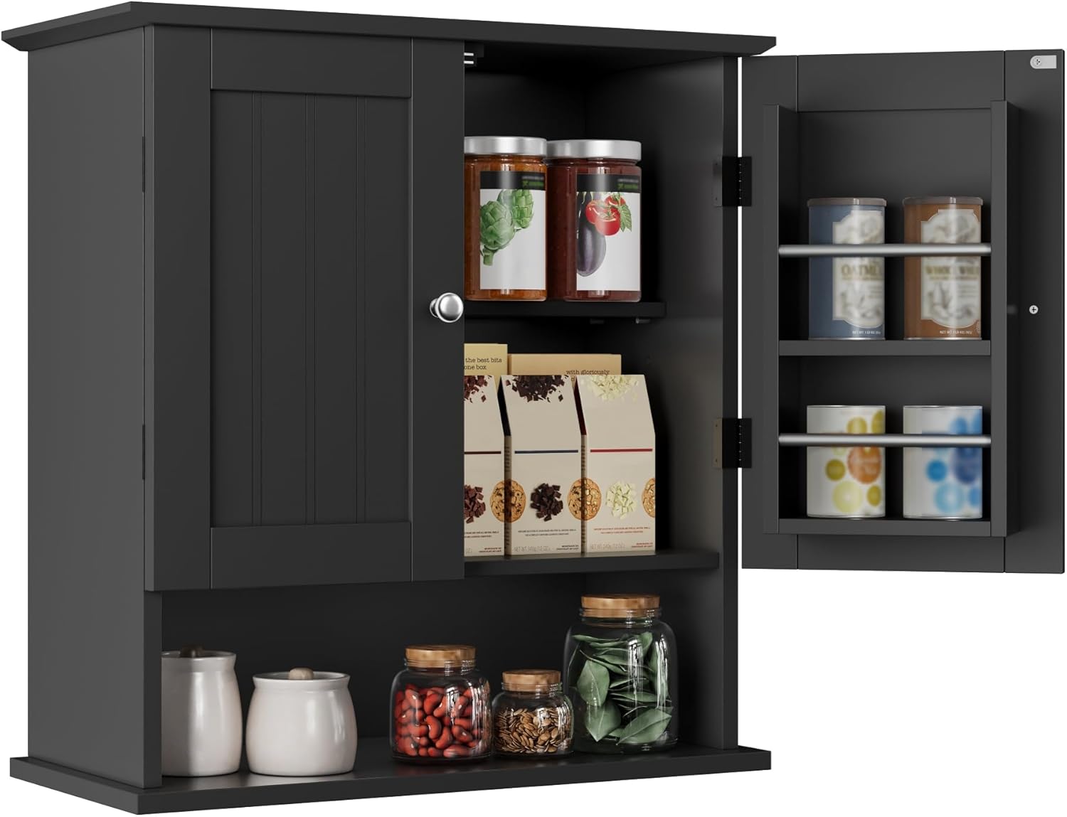 ChooChoo Kitchen Cabinet Wall Mounted, Laundry Room Cabinet with Door Shelves, Bathroom Wall Cabinet with Adjustable Shelf, Medicine Cabinet for Bathroom, Kitchen, Laundry Room, White