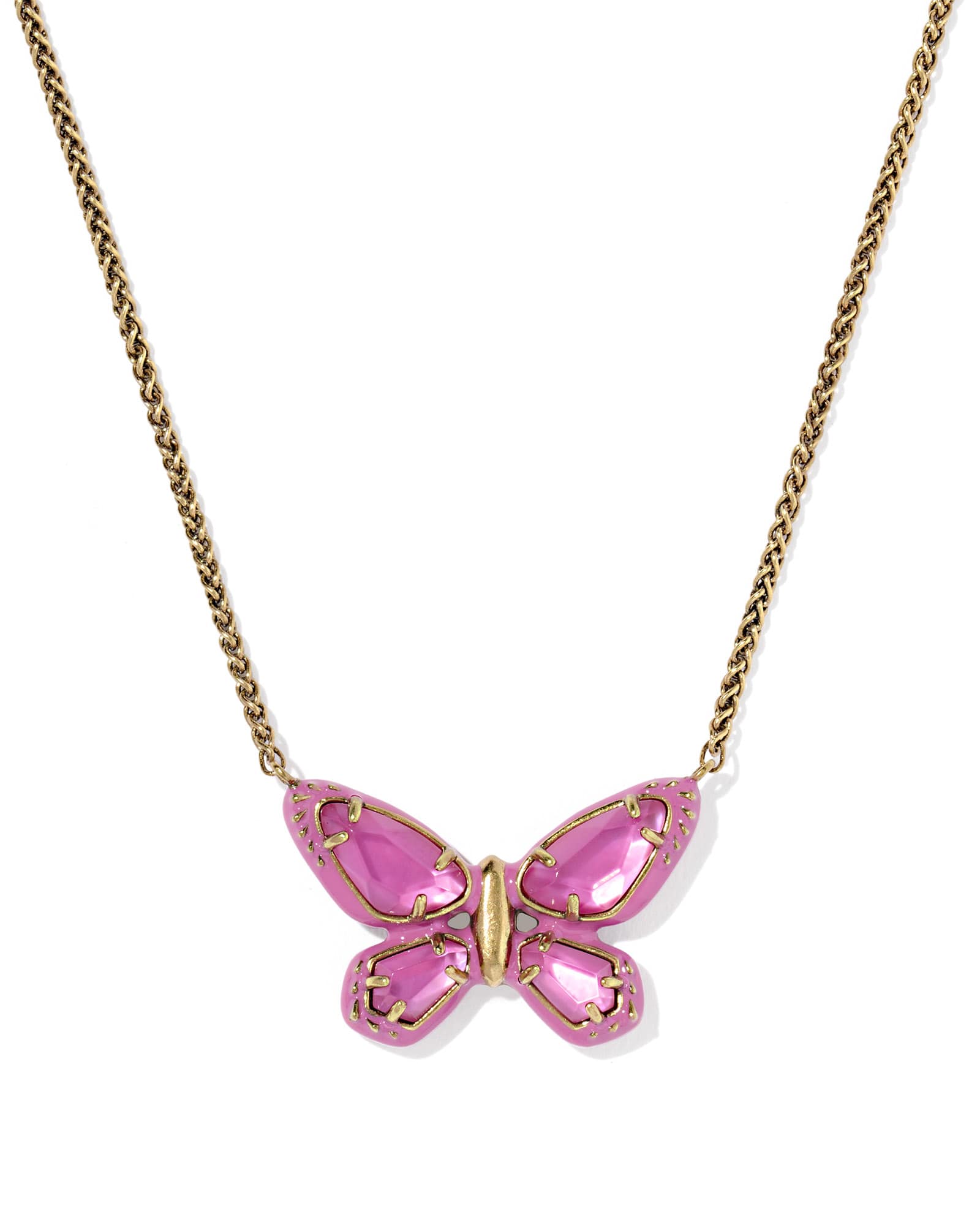 Dolly Parton x Kendra Scott Enamel Butterfly Vintage Gold Short Pendant Necklace
