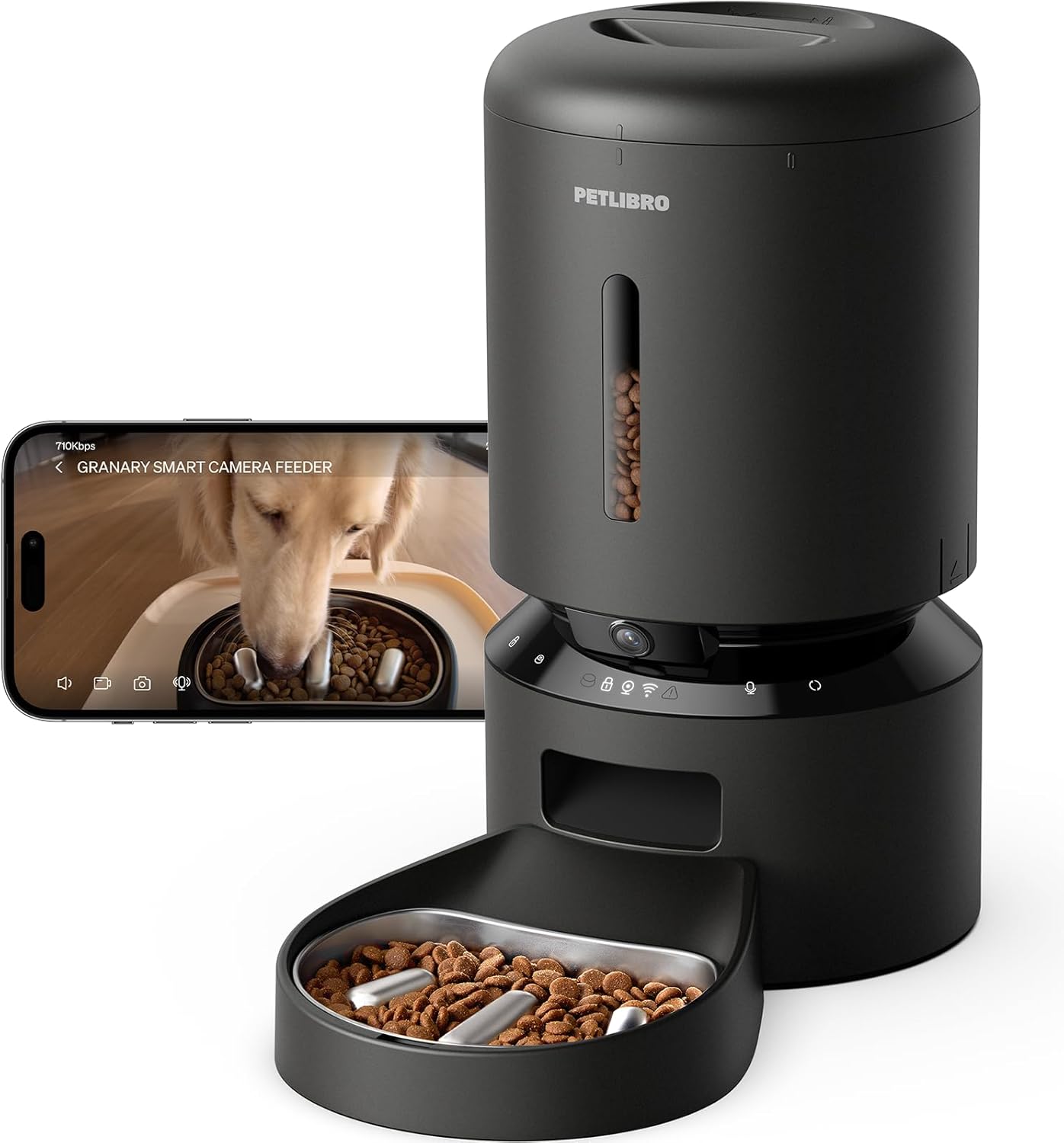 PETLIBRO Automatic Cat Feeder with Camera, 1080P HD Video with Night Vision, 5G WiFi Pet Feeder with 2-Way Audio, Low Food & Blockage Sensor, Motion & Sound Alerts for Cat & Dog Single Tray