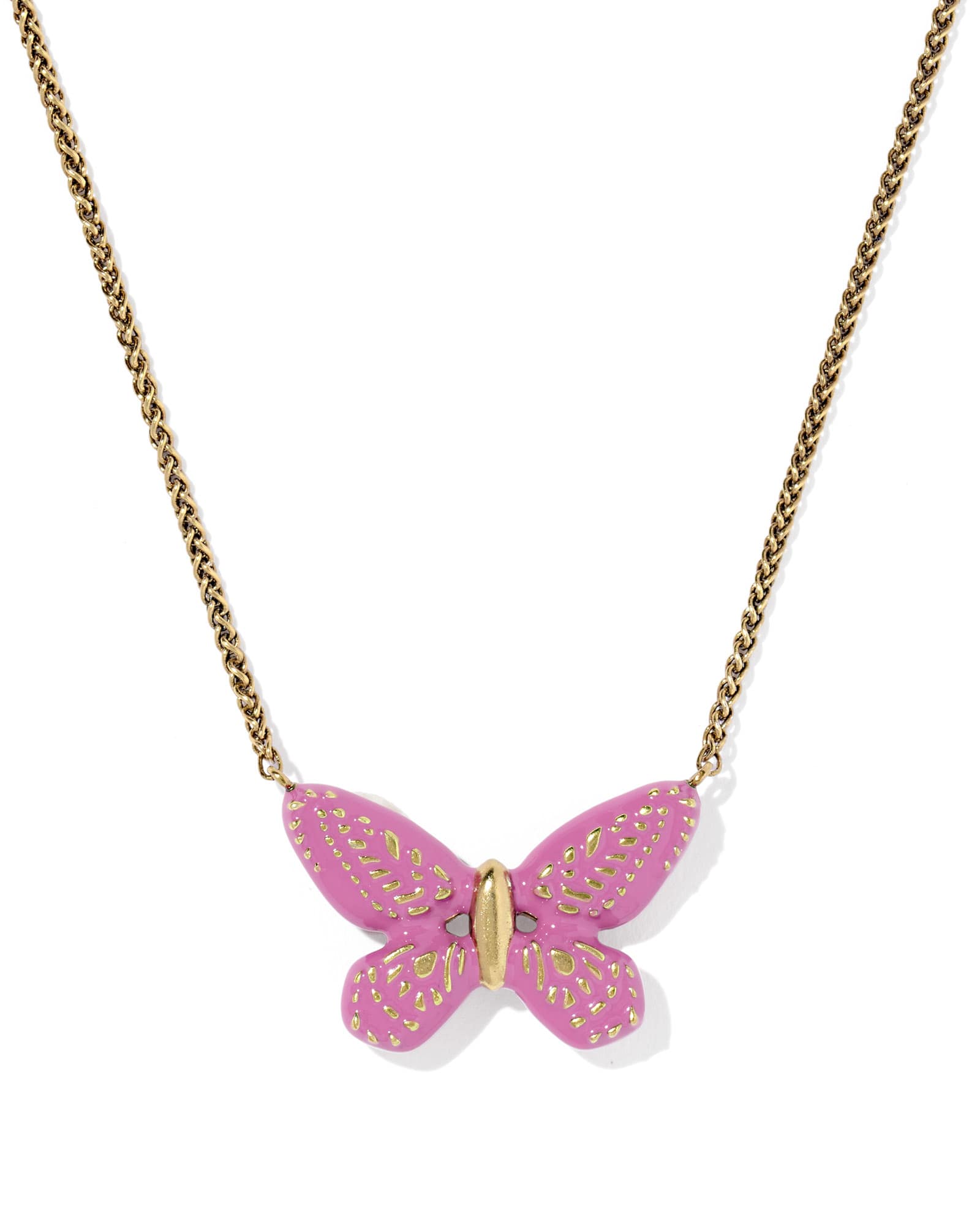 Dolly Parton x Kendra Scott Enamel Butterfly Vintage Gold Short Pendant Necklace