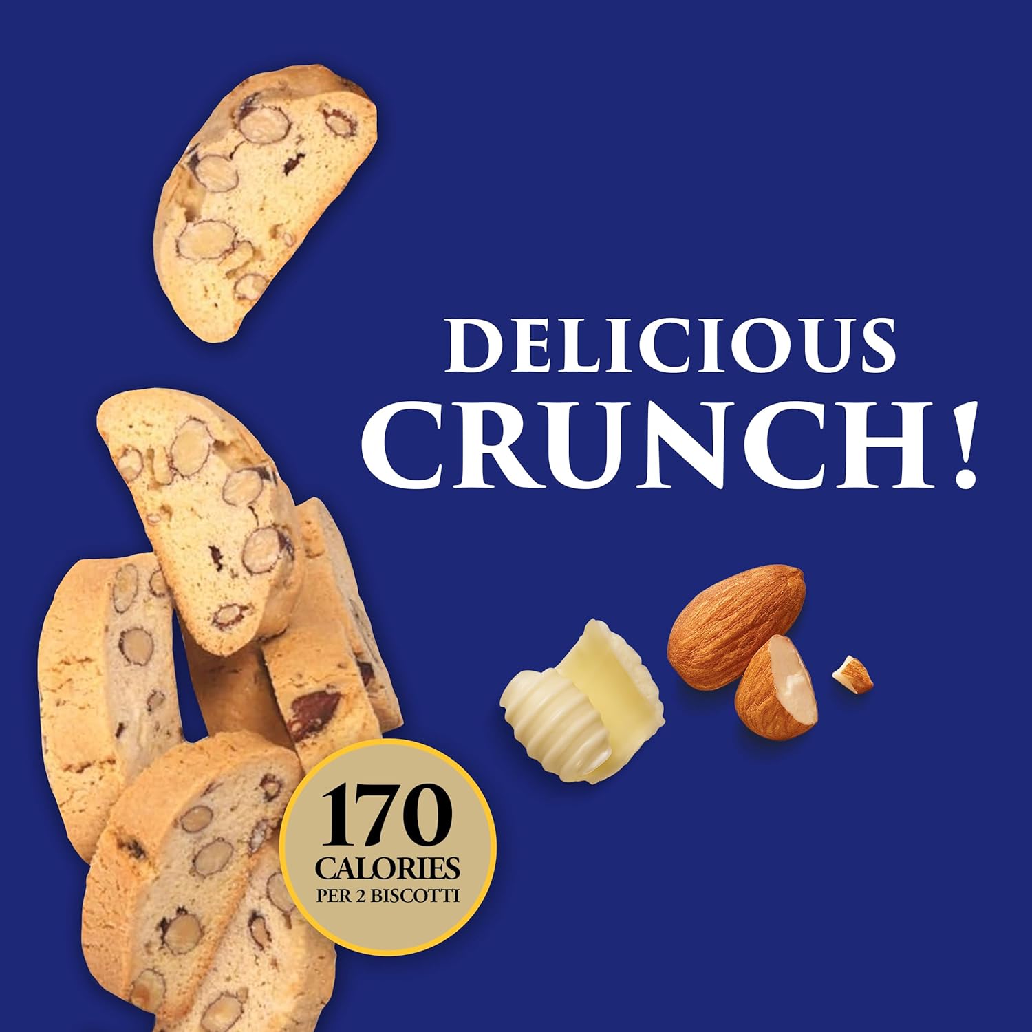 La Dolce Vita Classic Almond Italian Biscotti Cookies, Gourmet Coffee & Tea Dipping Snack, 40 oz Jar