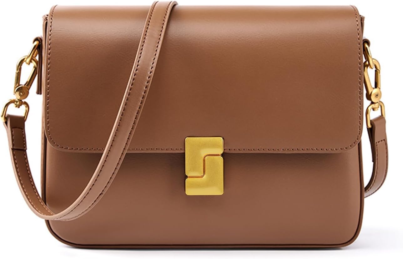 Shoulder Bags for Women, Leather Crossbody Purses Vintage Handbags-Adjustable Strap Leather Crossbody for Travel