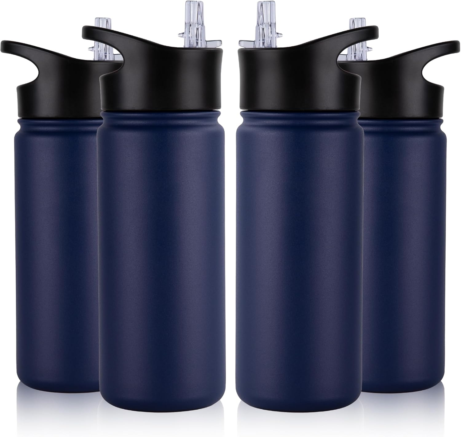 40 oz Insulated Water Bottle with Straw, Stainless Steel Sports Water Bottles with 2 Lids (Straw and Wide Mouth lid), Double Wall Vacuum, Leakproof, BPA-Free, Black