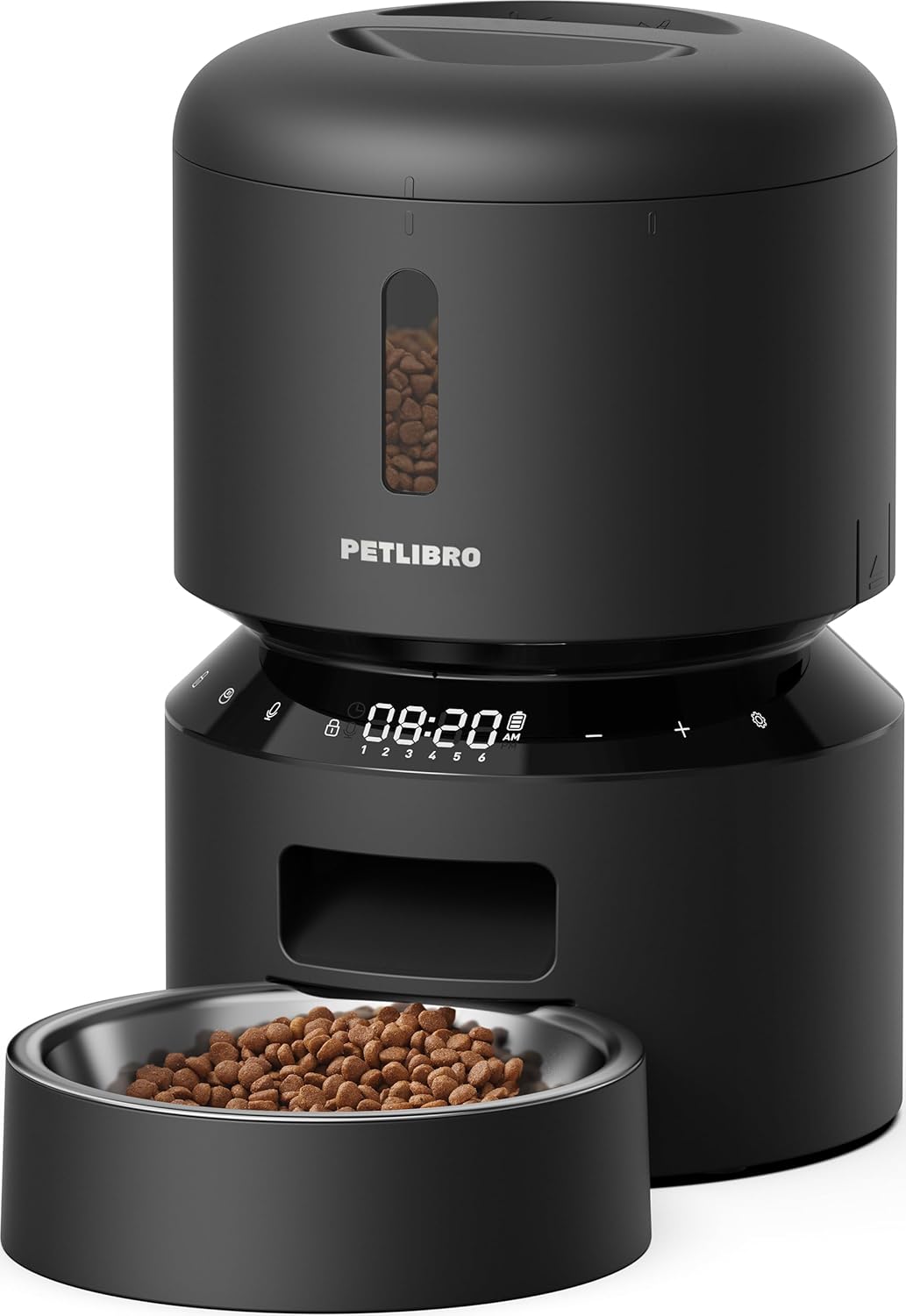 PETLIBRO Automatic Cat Feeder, 5G WiFi Automatic Dog Food Dispenser with Freshness Preservation, 5L Timed Pet Feeder with Low Food Sensor, Up to 10 Meals Per Day, Granary Black