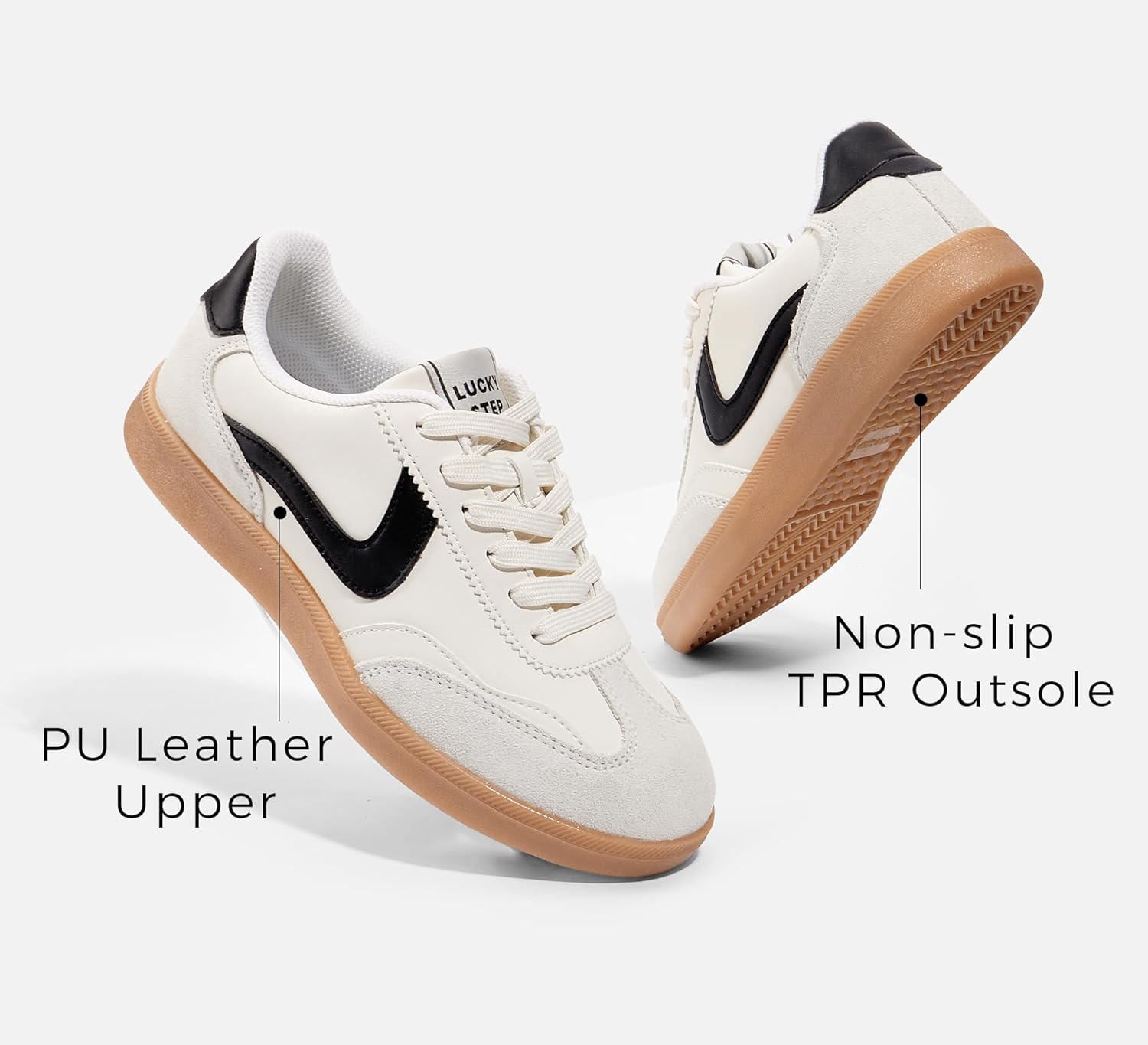 LUCKY STEP Women's Retro Fashion Sneakers Classic Casual Walking Shoes Non Slip Comfort Skate Shoes