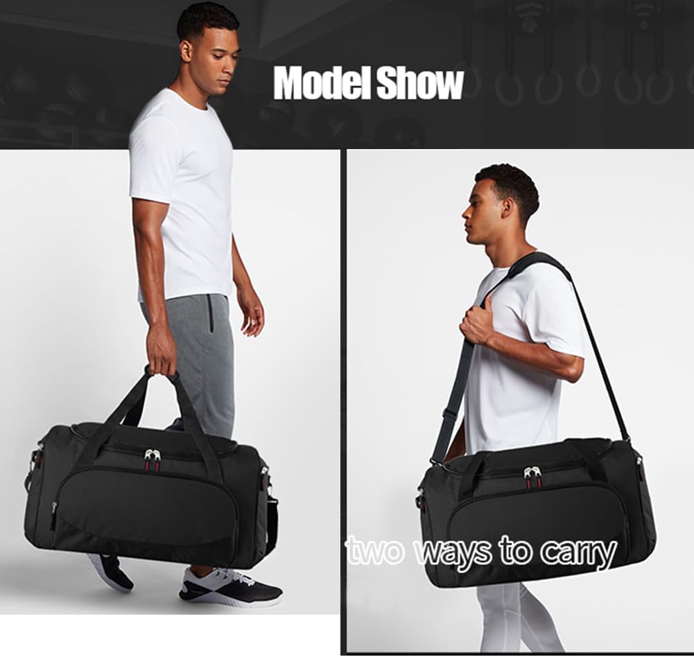 Gym Bag for Men - 55L Black Durable Large Duffle Bag for Travel, Workout, Fitness & Sport