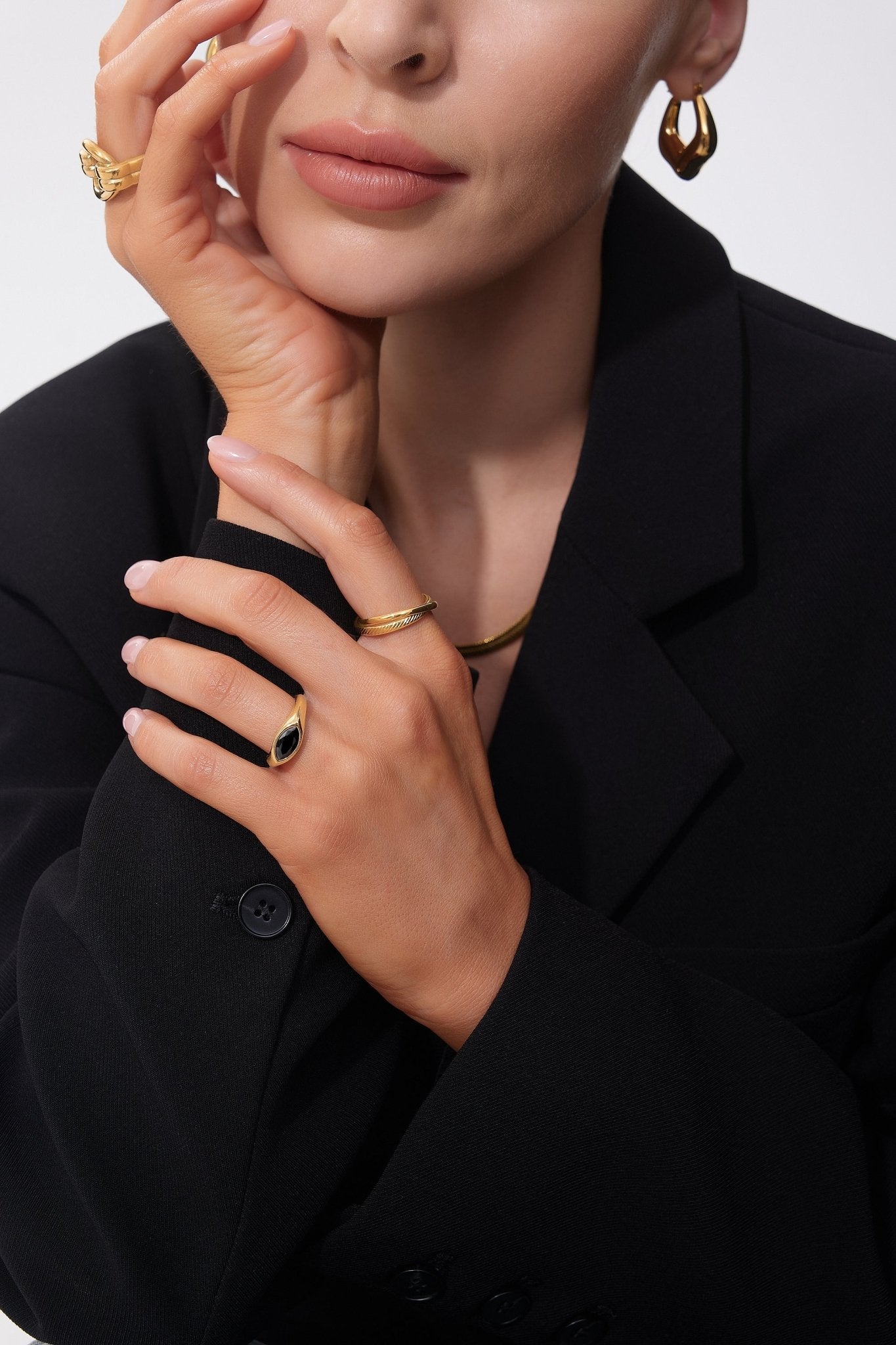 Black Gem Marquise Ring
