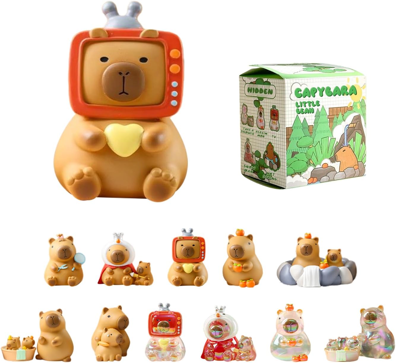 Capybara Blind Box Figures, Random Design Action Figures Collectible Toys for Birthday Gift, Home Decorations, Single Box