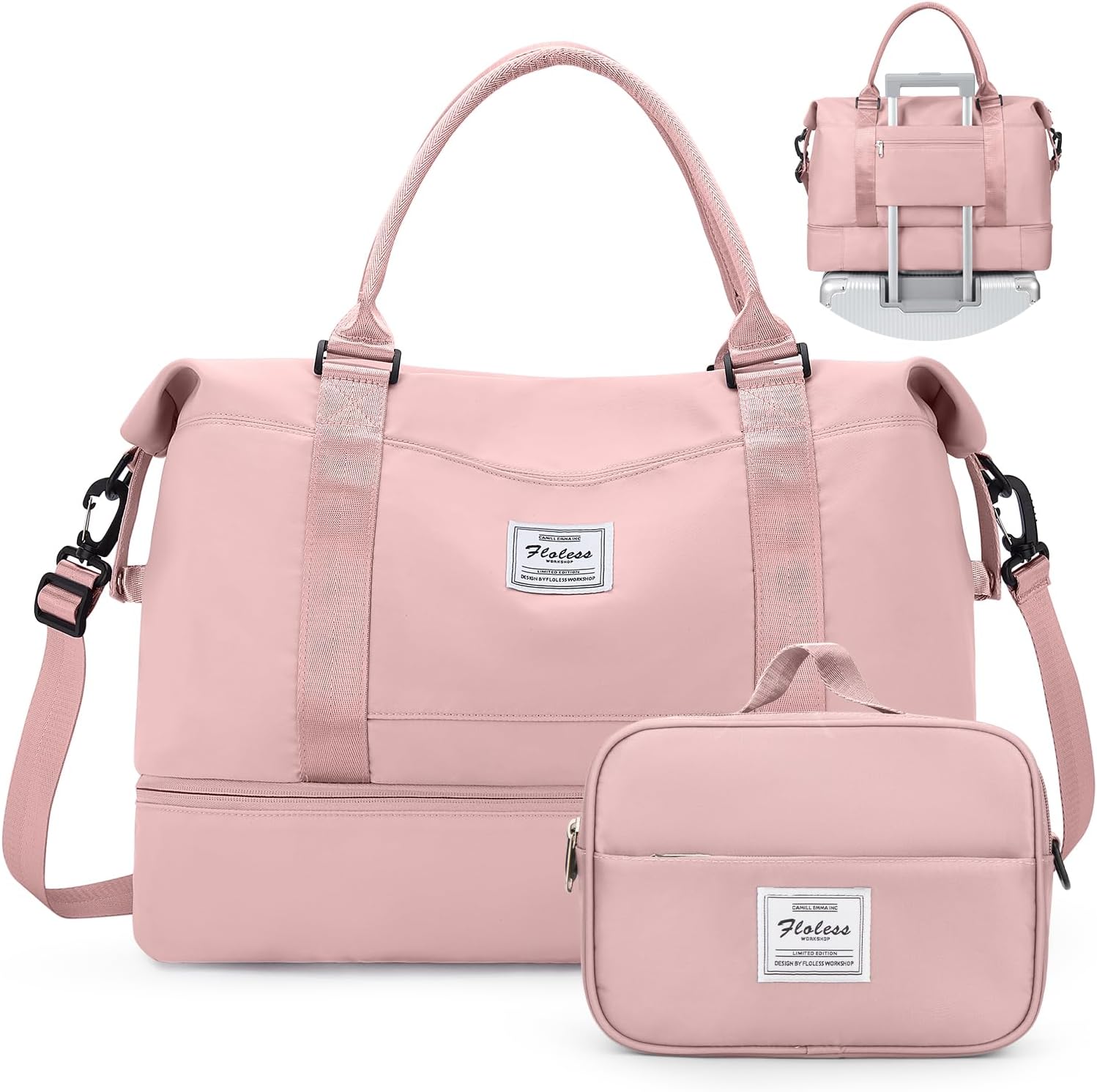 Weekender Bags for Women,Personal Item Travel Bag with Shoes Compartment,Overnight Travel Duffel Bag with Toiletry Bag