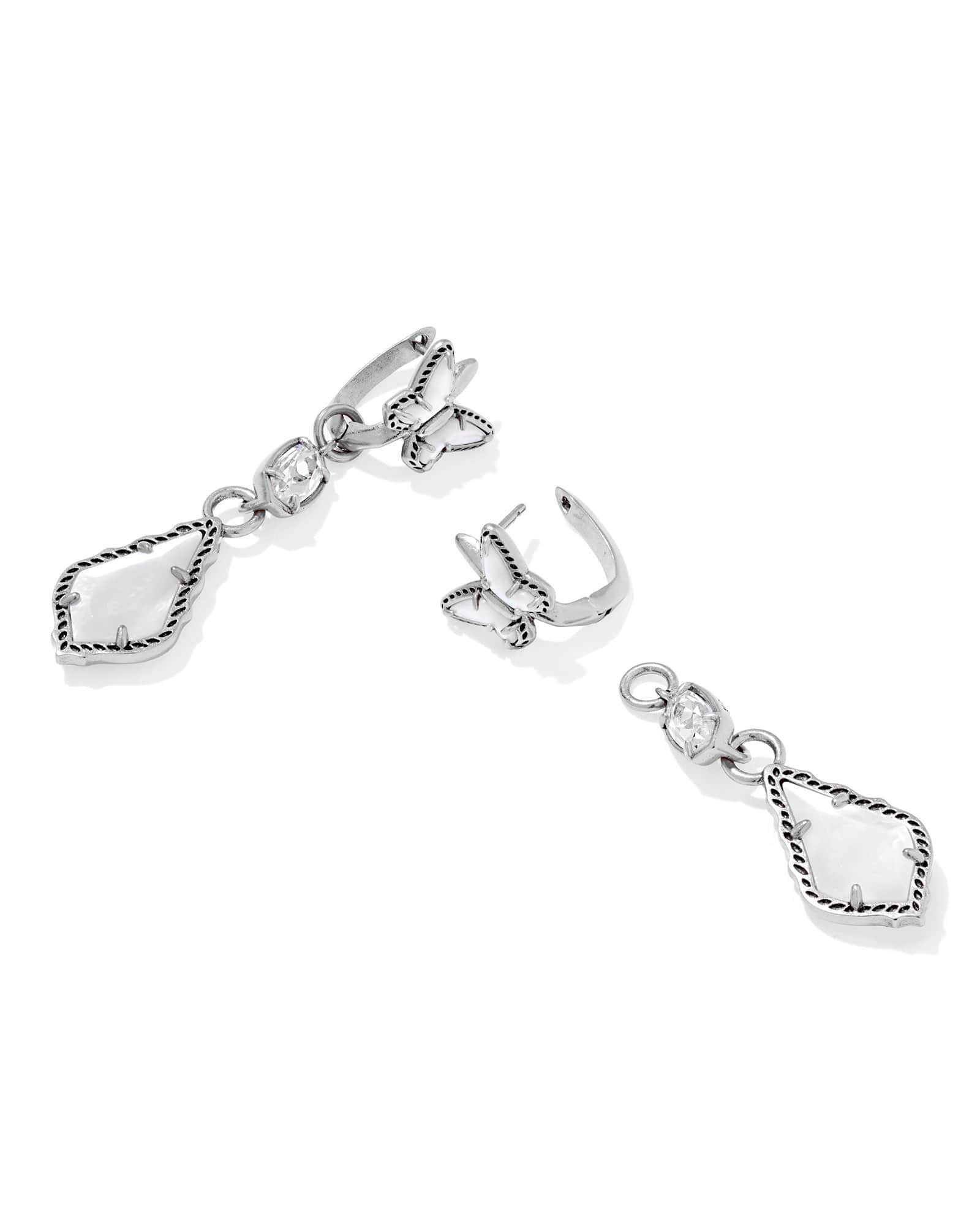 Dolly Parton x Kendra Scott Butterfly Vintage Silver Convertible Drop Earrings