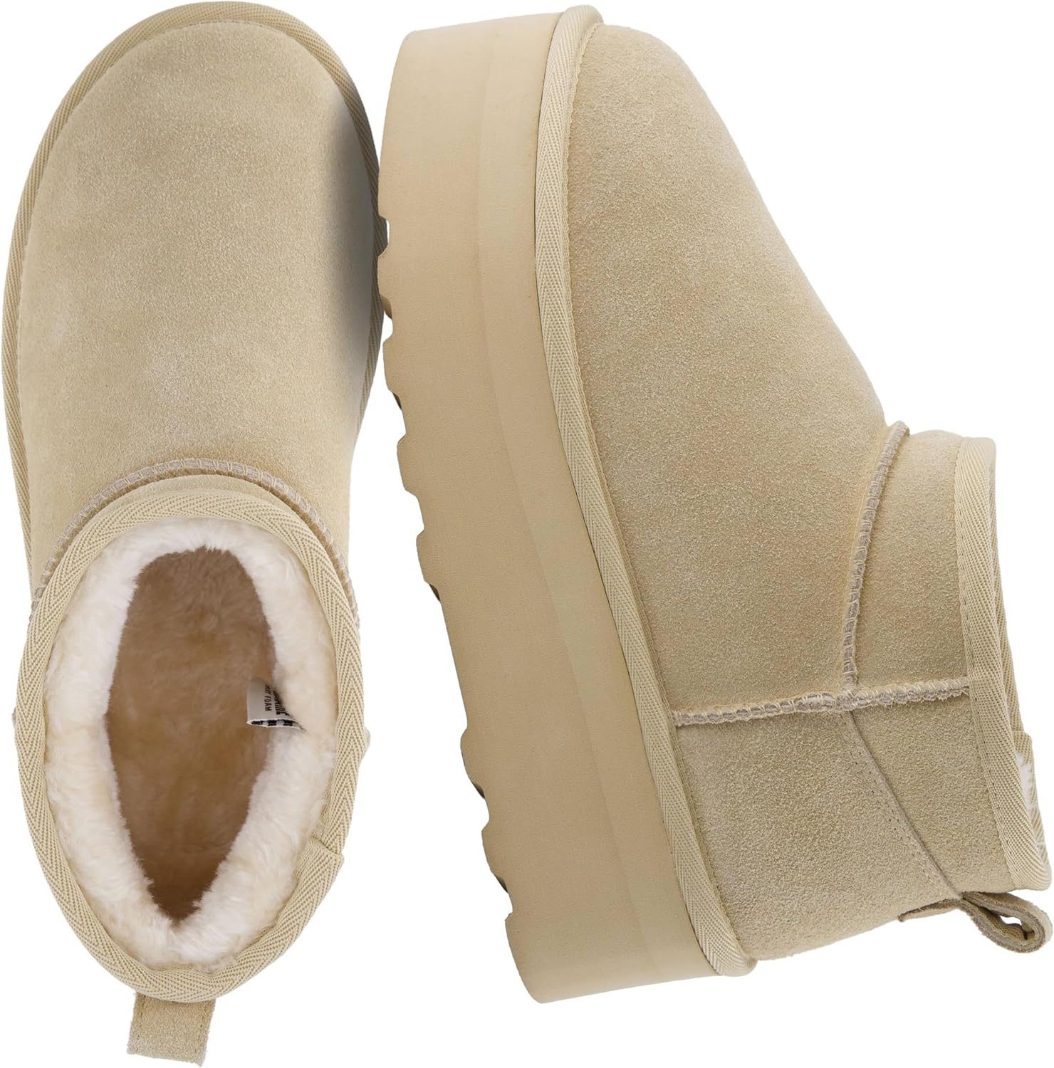 CUSHIONAIRE Hippy Women’s Platform Ankle Boots – Genuine Suede, Faux Fur Lining, Cozy Winter Slip-On Design, Comfortable Footwear with Wide Widths Available