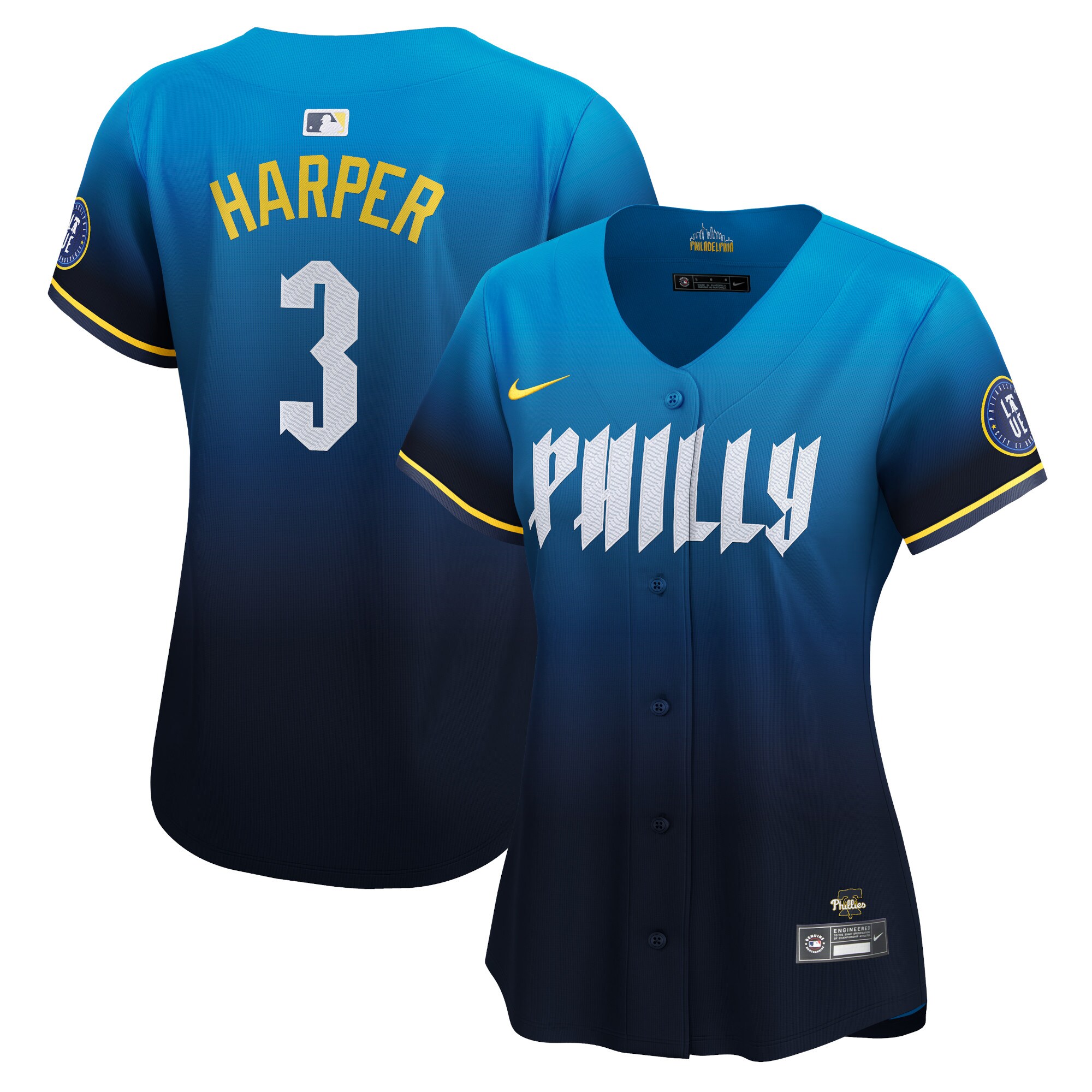 Women's Philadelphia Phillies Bryce Harper Nike Blue 2024 City Connect Limited Player Jersey