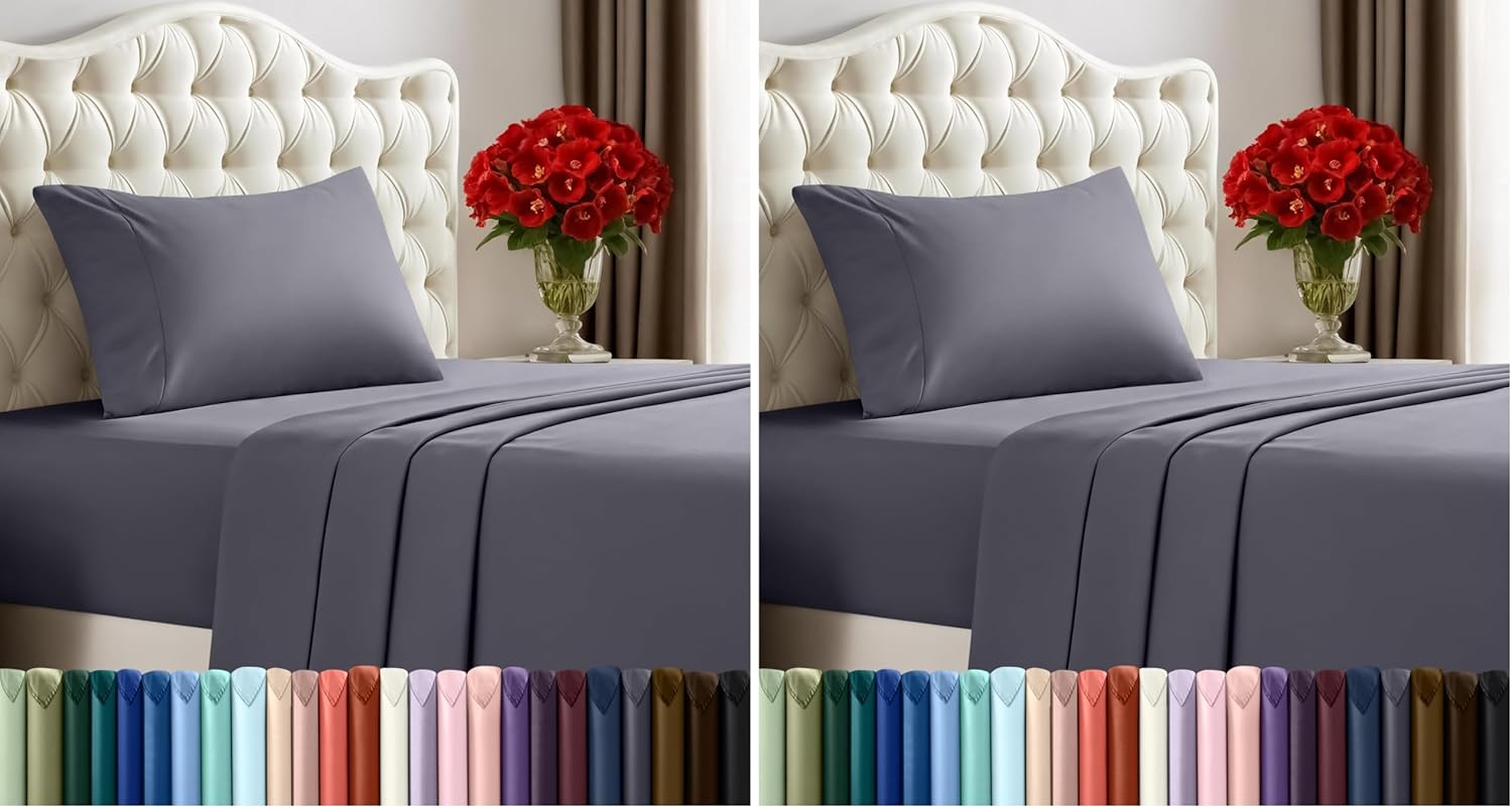Utopia Bedding Queen Size Sheet Set – 4 Piece Bed Sheets, Soft and Breathable Microfiber, Includes 1 Fitted Sheet, 1 Flat Sheet and 2 Pillowcases – Oeko Tex (Grey)