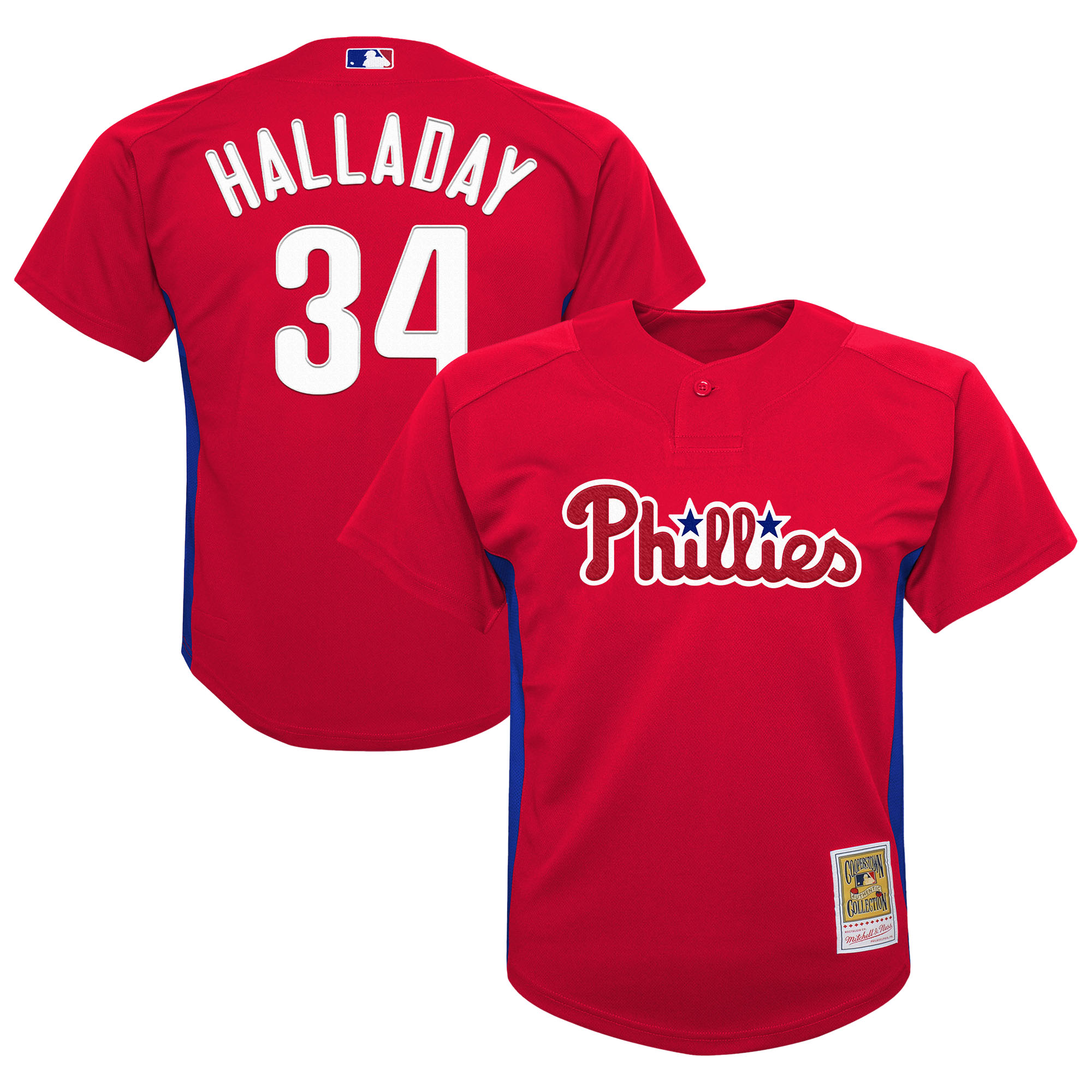 Preschool Philadelphia Phillies Roy Halladay Mitchell & Ness Red Cooperstown Collection Mesh Batting Practice Jersey