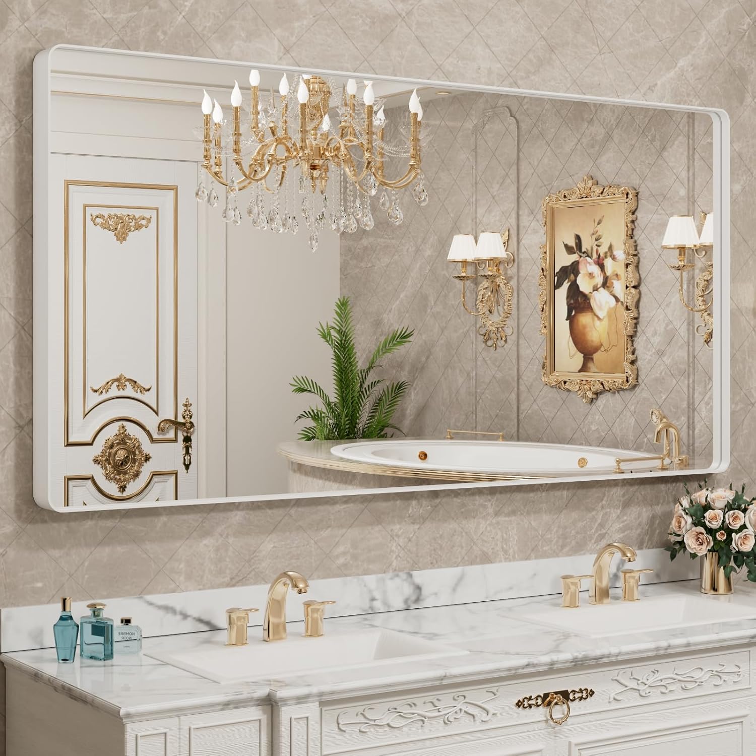 LOAAO 40X36 Inch Black Metal Framed Bathroom Mirror for Wall, Matte Black Bathroom Vanity Mirror Farmhouse, Anti-Rust, Tempered Glass, Hangs Horizontally or Vertically