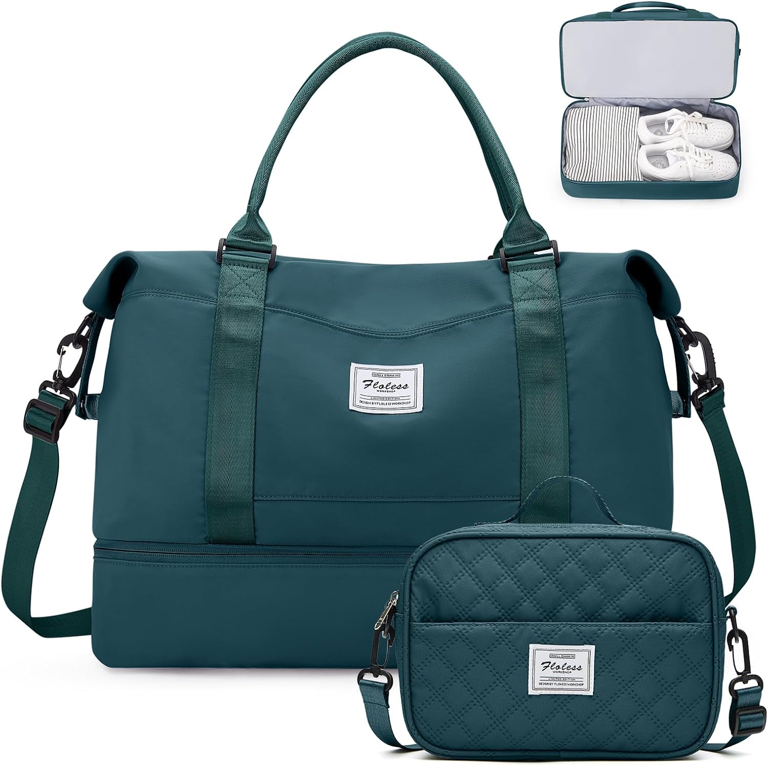 Weekender Bags for Women,Personal Item Travel Bag with Shoes Compartment,Overnight Travel Duffel Bag with Toiletry Bag