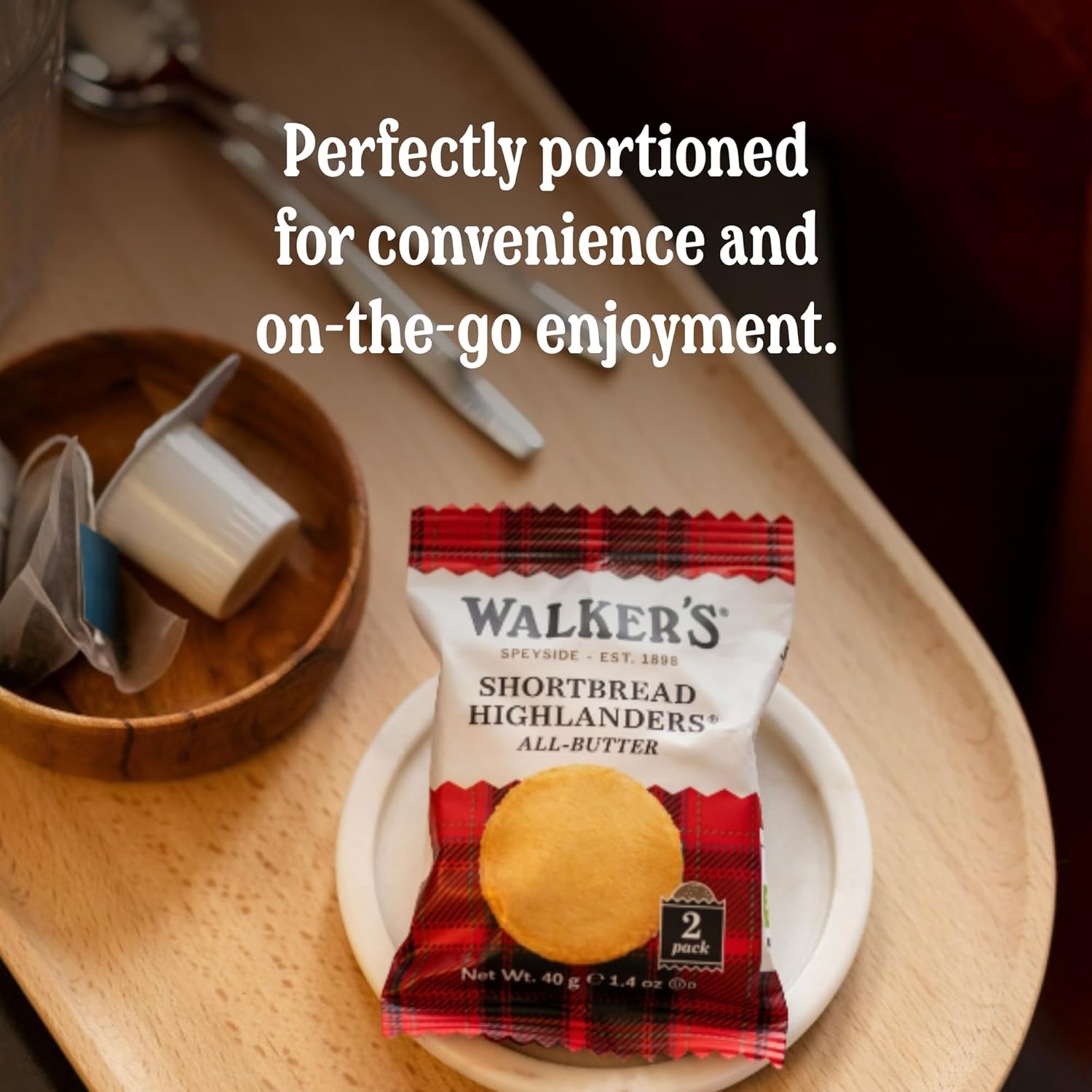 Walker's Shortbread Highlanders, Pure Butter Shortbread Cookies, Snack Pack, 1.4 Oz (Pack of 18)