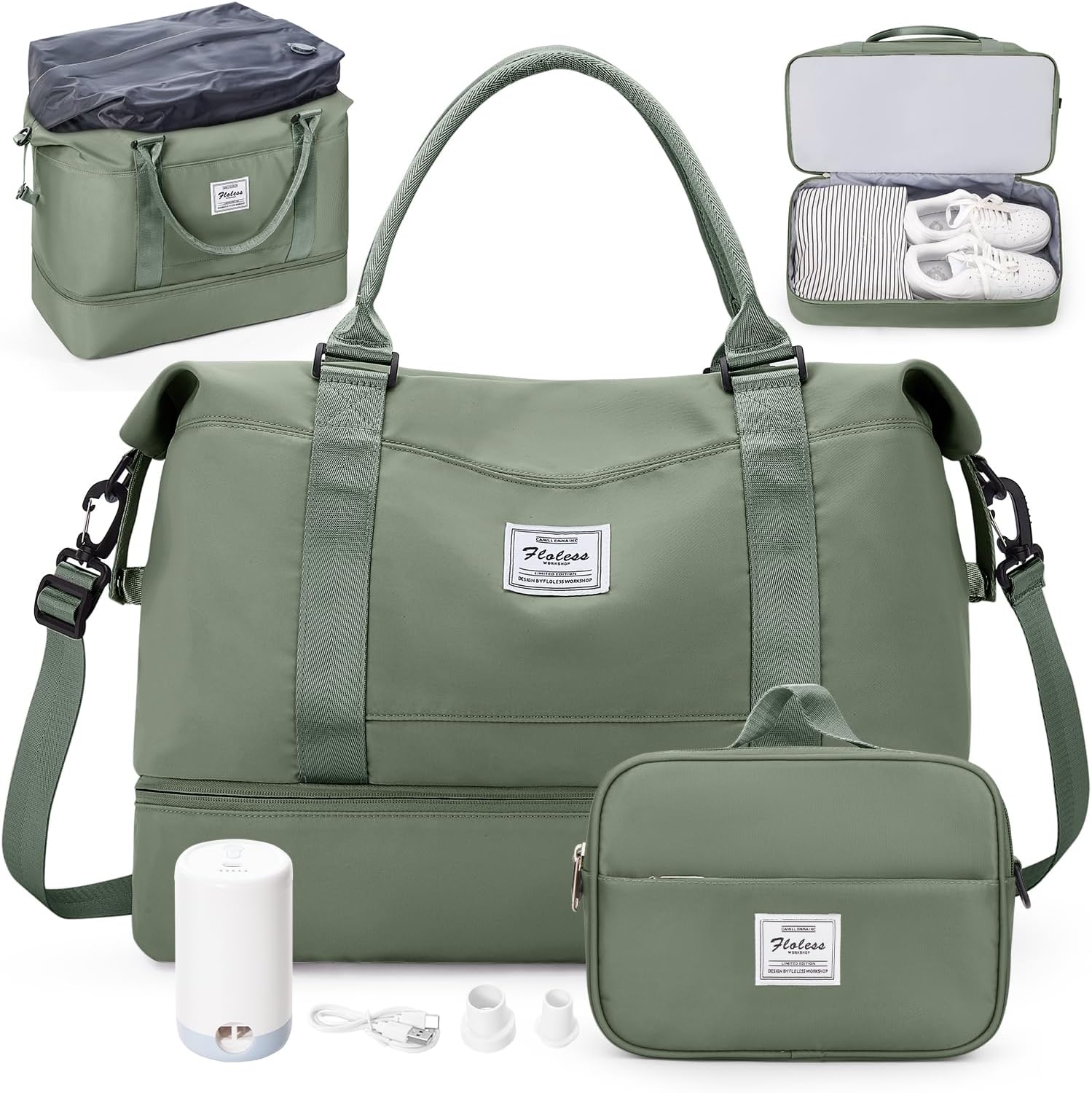 Weekender Bags for Women,Personal Item Travel Bag with Shoes Compartment,Overnight Travel Duffel Bag with Toiletry Bag