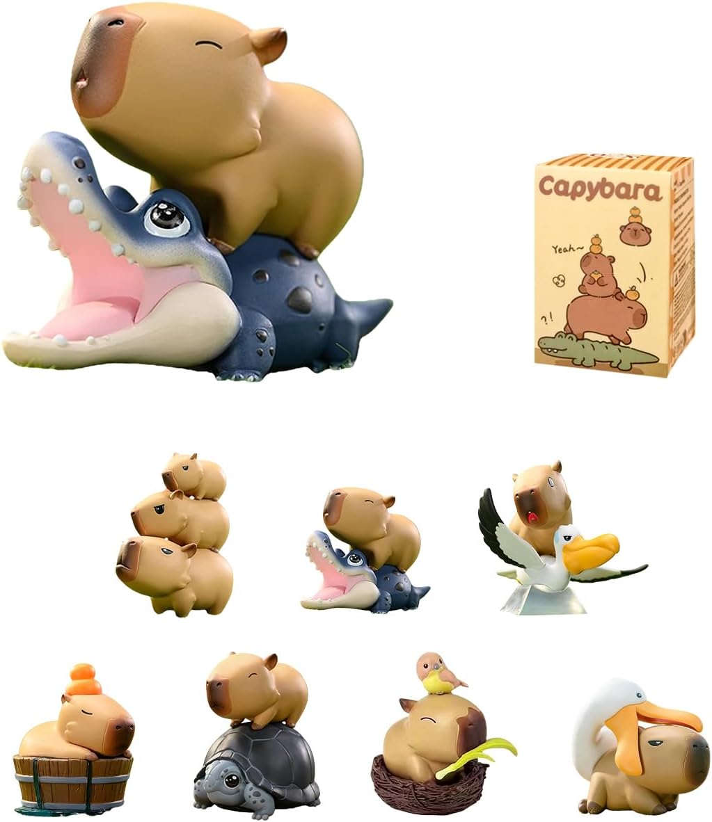 Capybara Blind Box Figures, Random Design Action Figures Collectible Toys Home Decorations for Gifts, Single Box