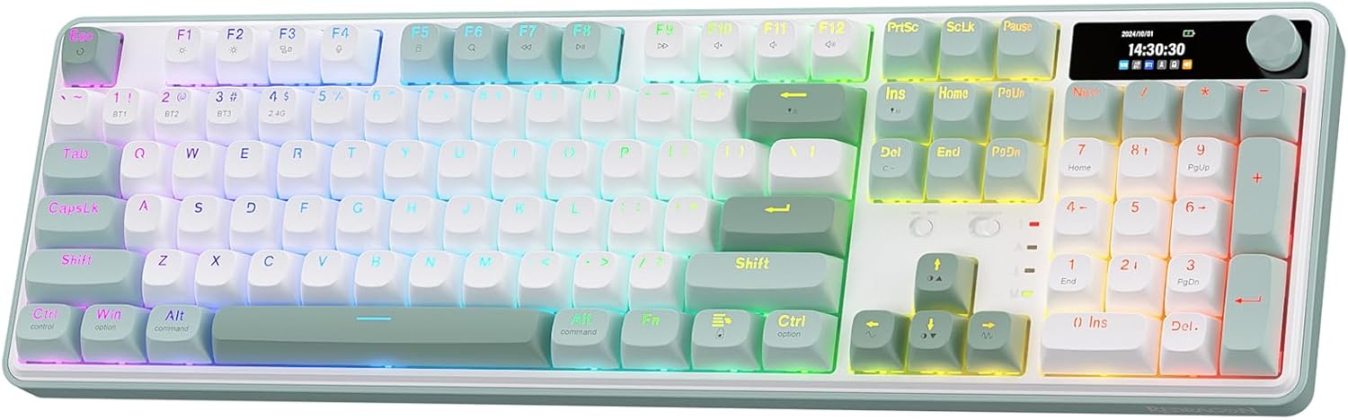 Redragon K668 RGB Gaming Keyboard, 108 Keys Wired Mechanical Keyboard w/Extra 4 Hotkeys, Sound Absorbing Foams, Upgraded Hot-swappable Socket, Mixed Color Keycaps x 2 Sets, Red Switch