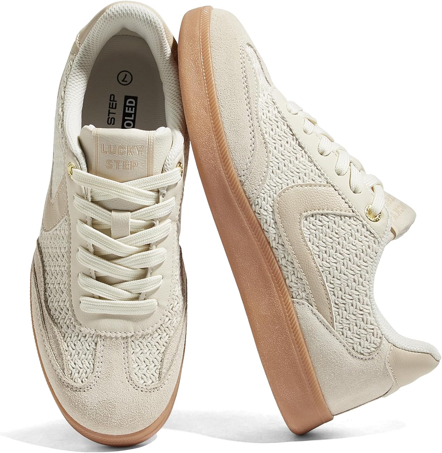 LUCKY STEP Women's Retro Fashion Sneakers Classic Casual Walking Shoes Non Slip Comfort Skate Shoes