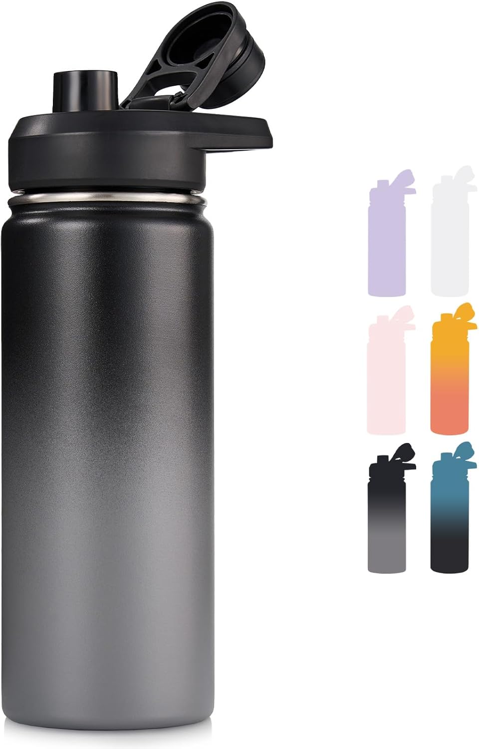 24 oz Insulated Water Bottle with Handle, 304 Stainless Steel Water Bottles with Wide Mouth, Double Wall Vacuum Sports Water Bottle, BPA Free, Keep Cold and Hot, Blue&Black
