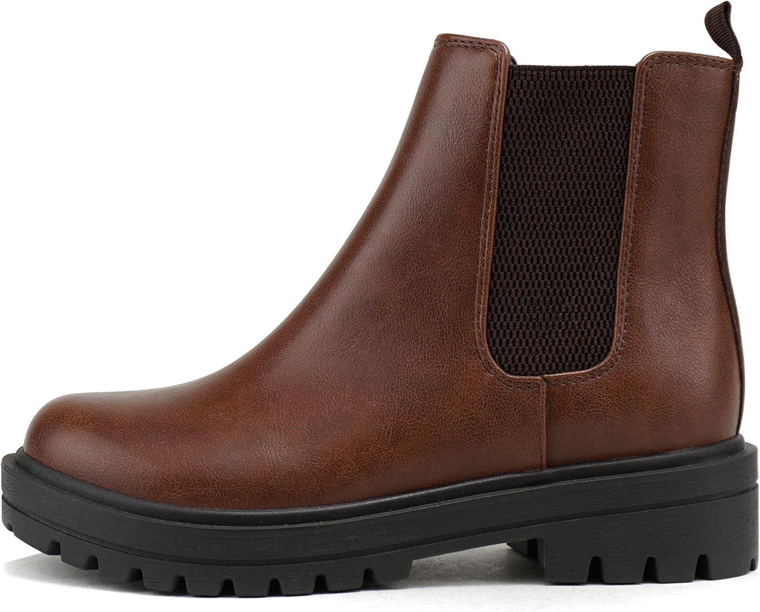 Soda Pilot ~ Women Lug Sole Low Heel Chelsea Fashion Ankle Bootie w/Double Elastic Gore