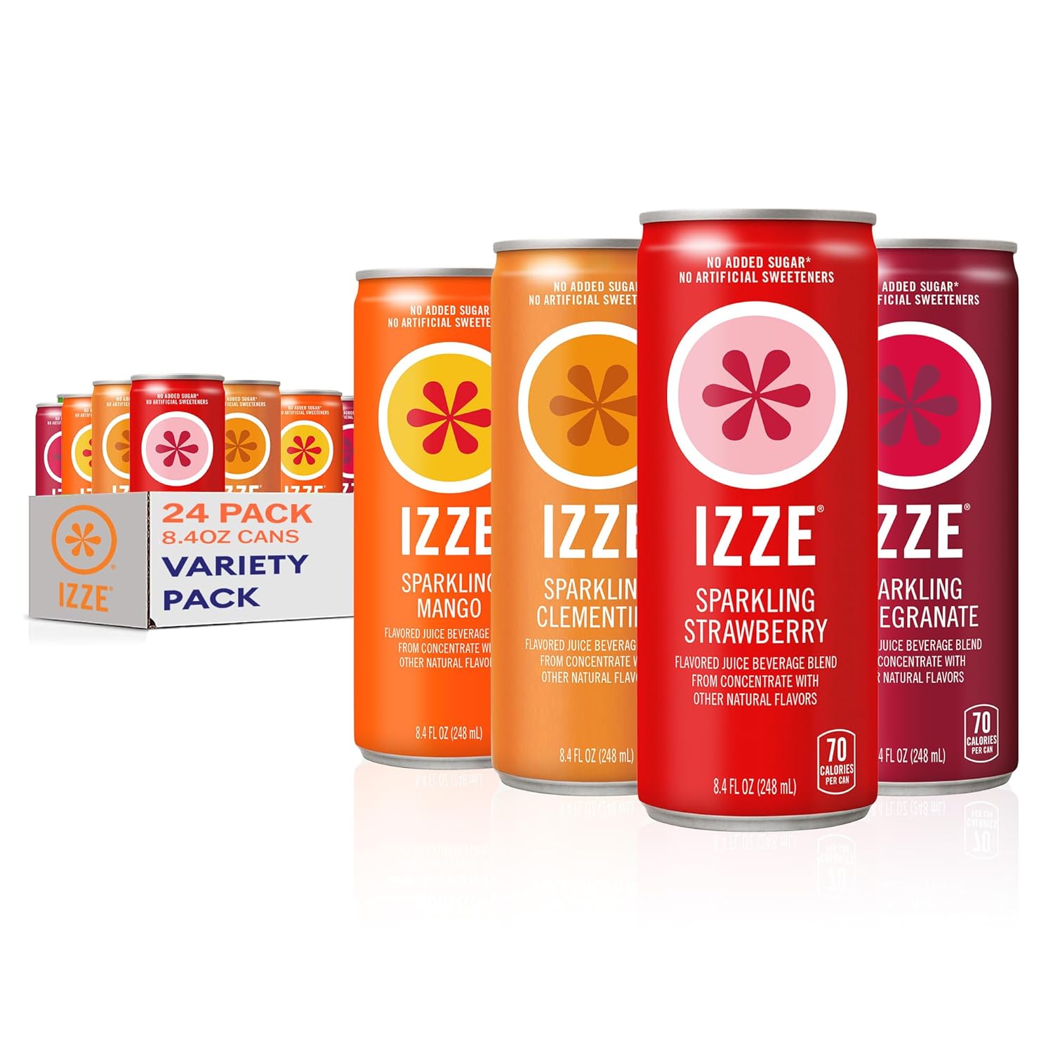 Izze Sparkling Juice, 4 Flavor Variety Pack, 8.4 Fl Oz (24 Count)