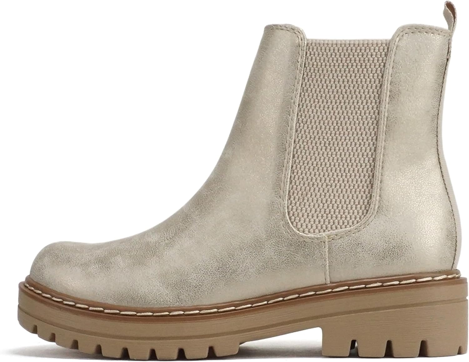 Soda Pilot ~ Women Lug Sole Low Heel Chelsea Fashion Ankle Bootie w/Double Elastic Gore